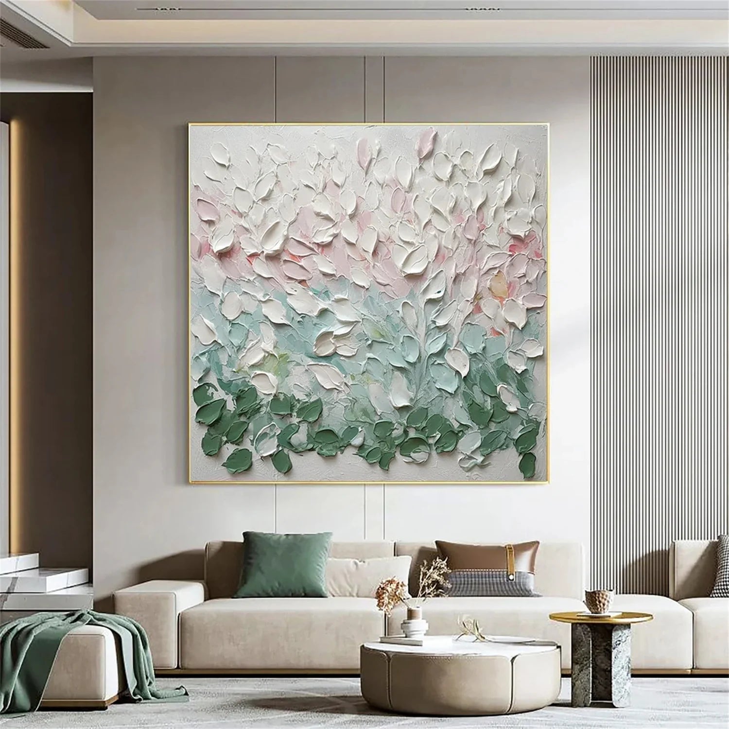 Colorful Flower & Tree Abstract Textured Wall Art #FT058