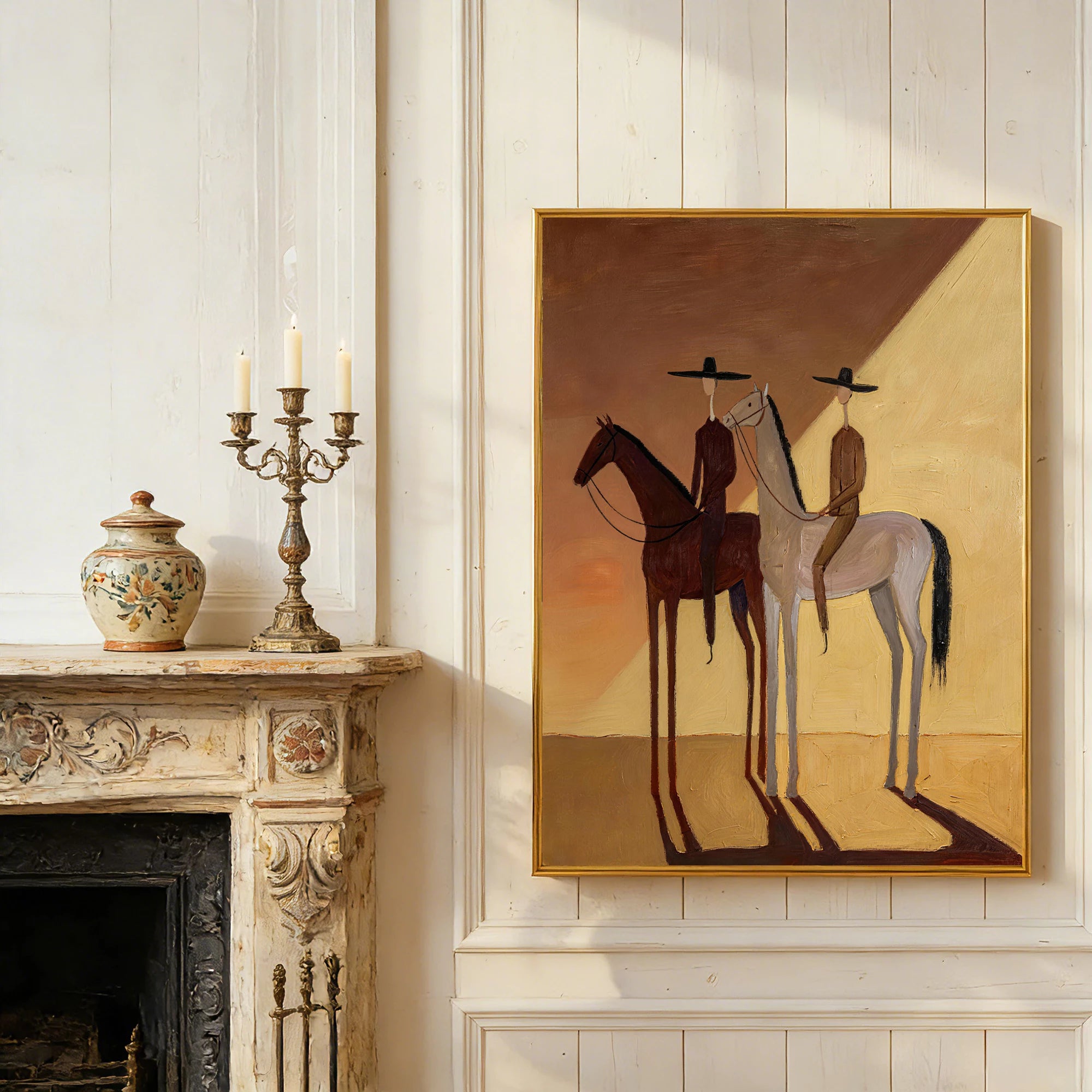 Abstract Two Riders on Horses Oil Painting #AB184