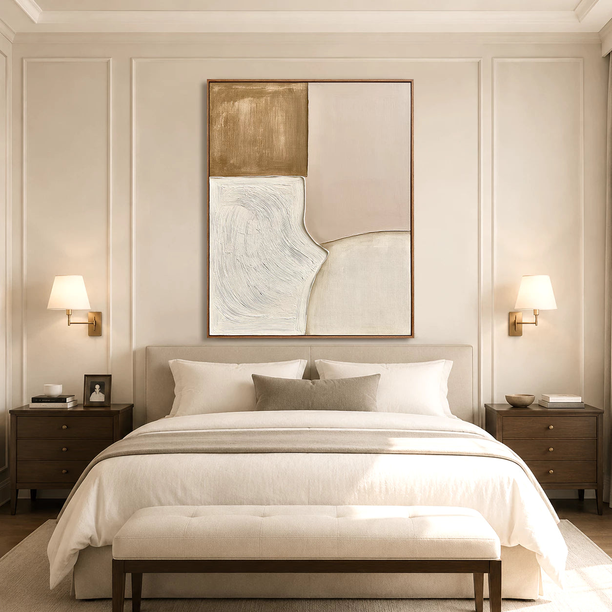 Wabi-Sabi Beige & Taupe Geometric Abstract Wall Art #WA143