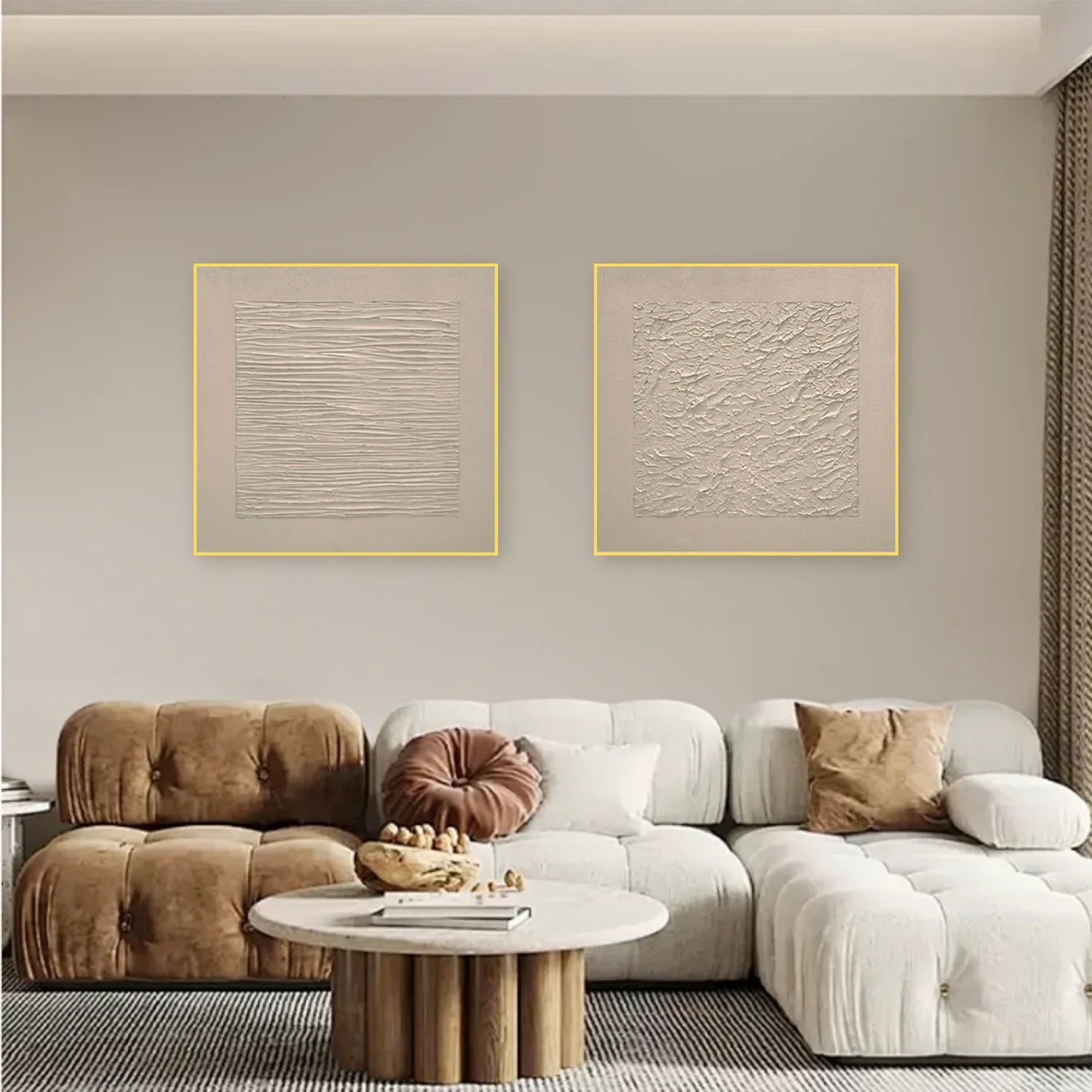 Beige Minimalist_Textured Canvas Art Set of 2 #MZ105
