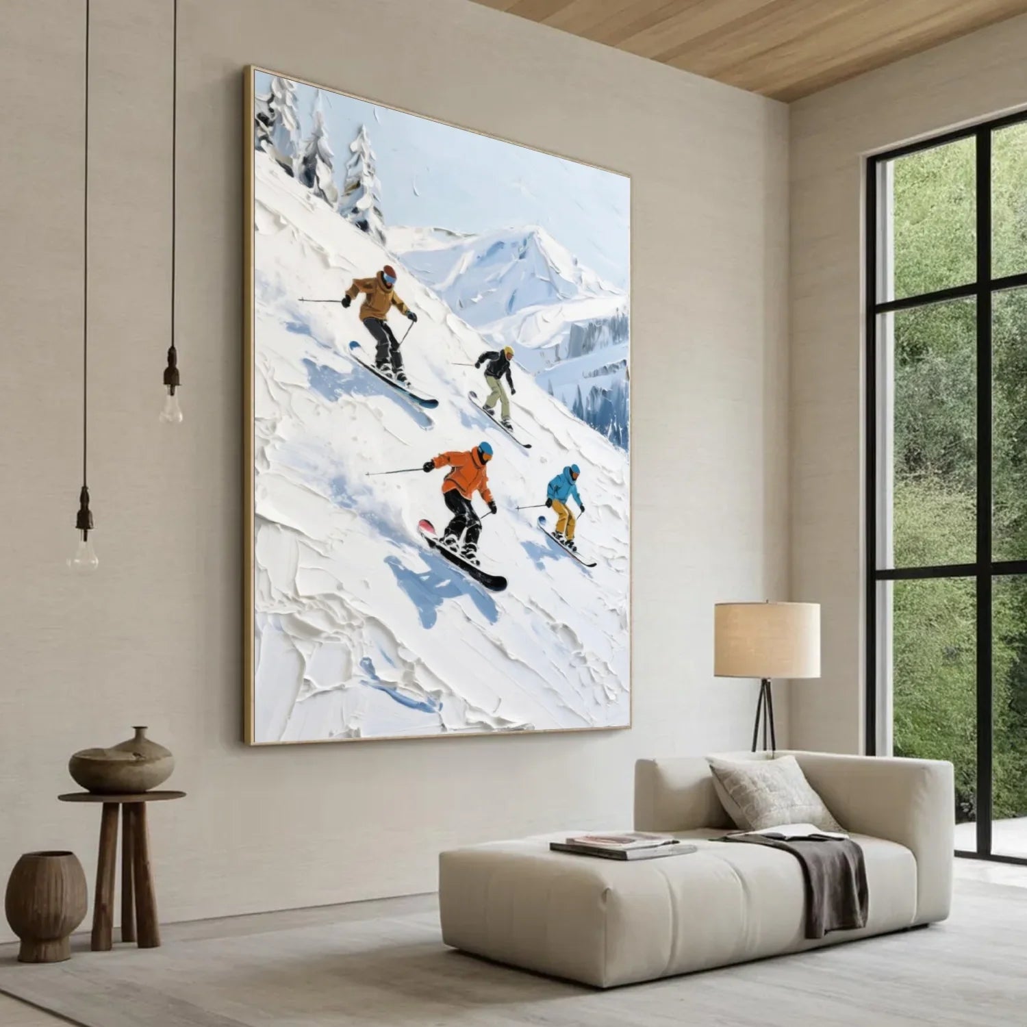 Skiing Sport Textured_Wall Art #AS059