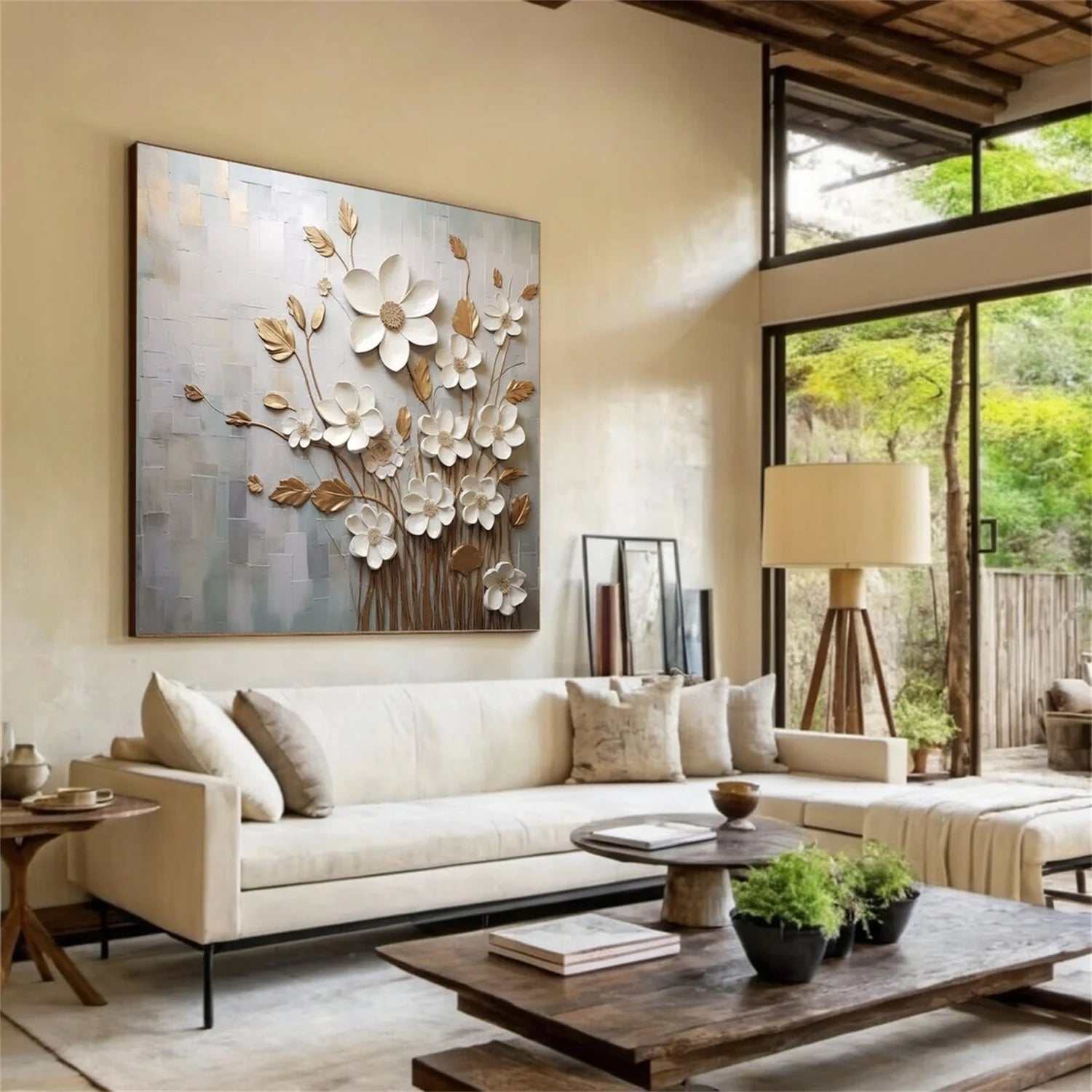 Flower & Tree Abstract Textured Wall Art #FT042