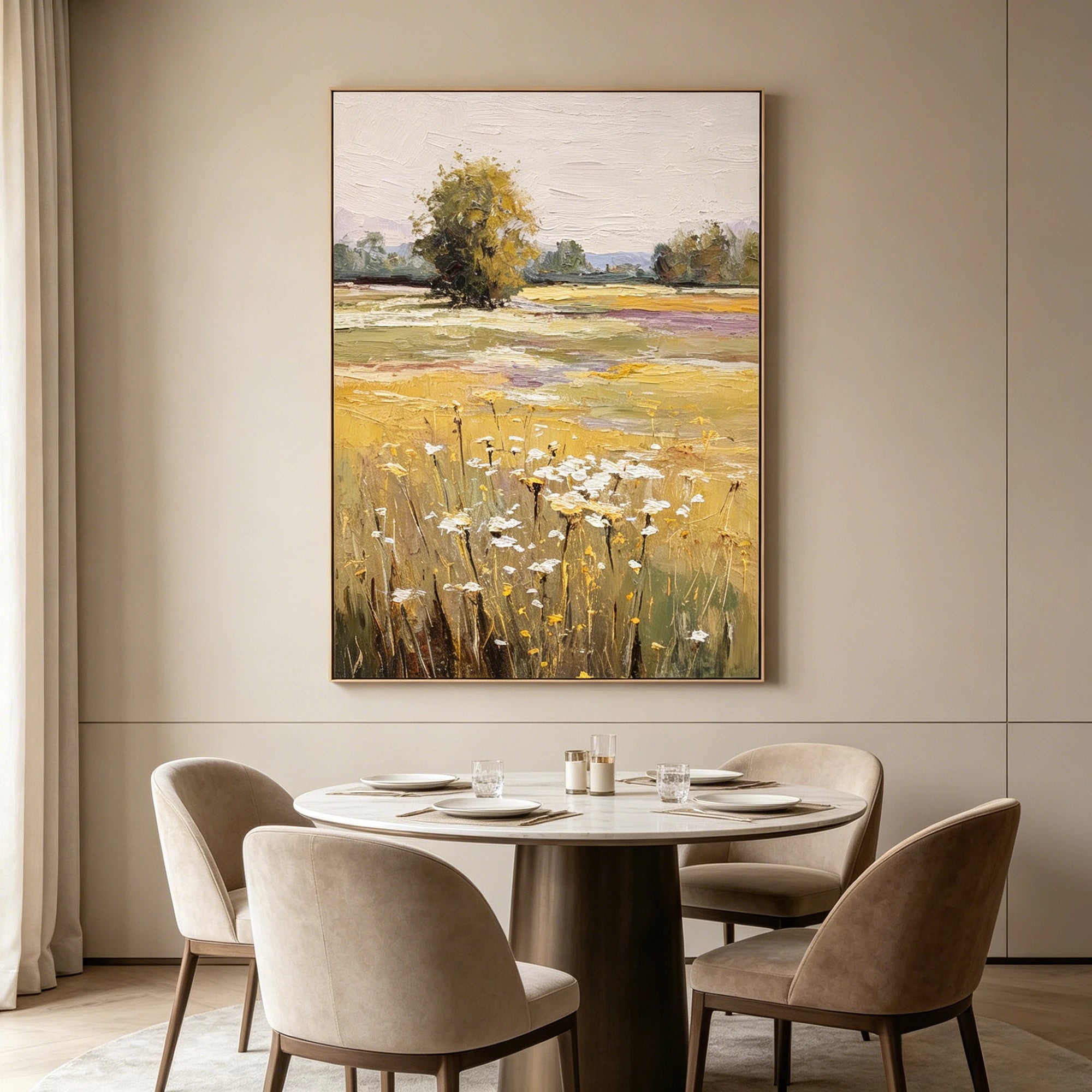 Hand-Painted Wildflower Meadow Oil Painting #FT617