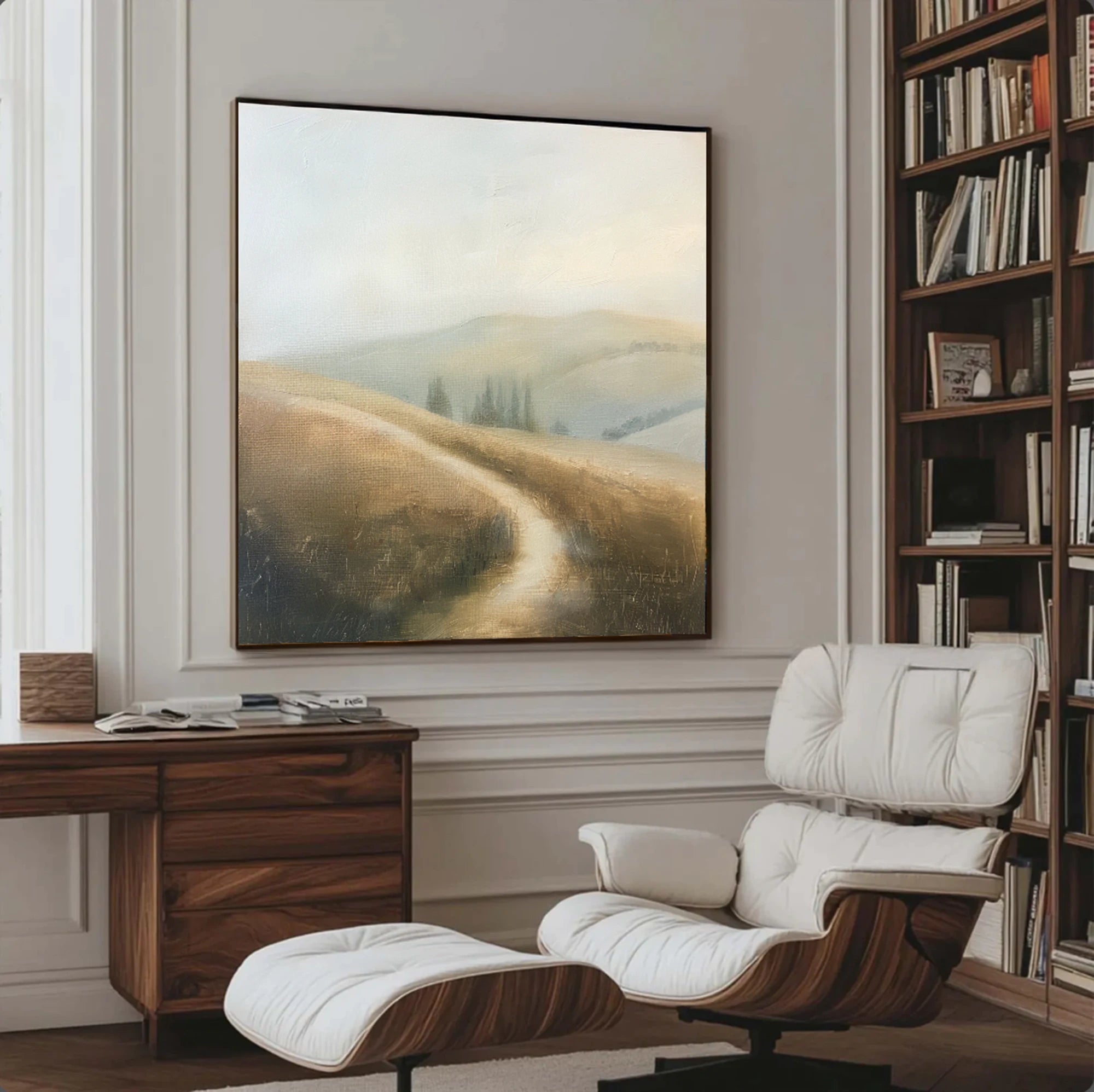 Hand-painted Neutral Landscape Wall Art #FT526