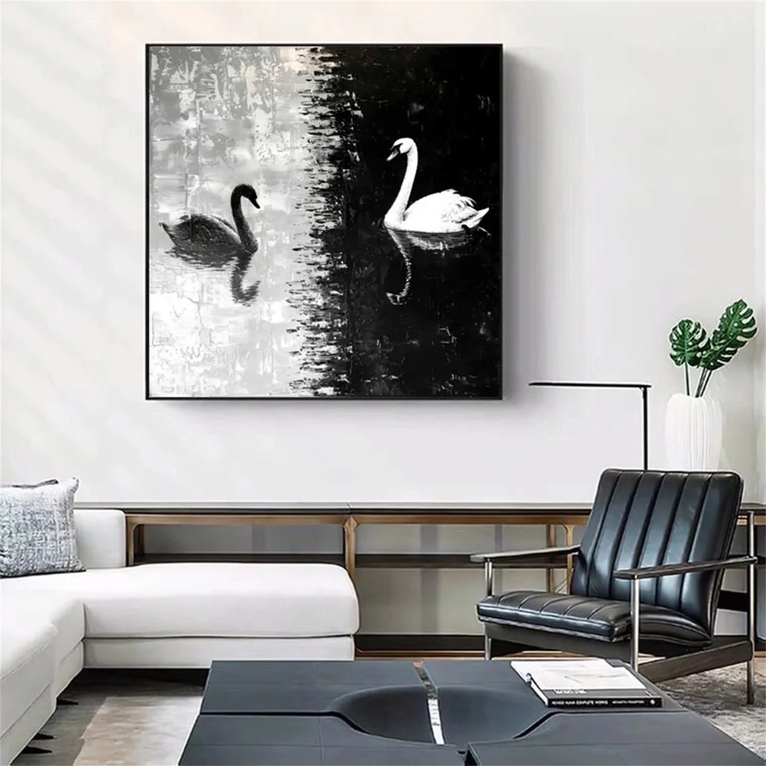 Black and White Abstract Animal Wall Art #AM094