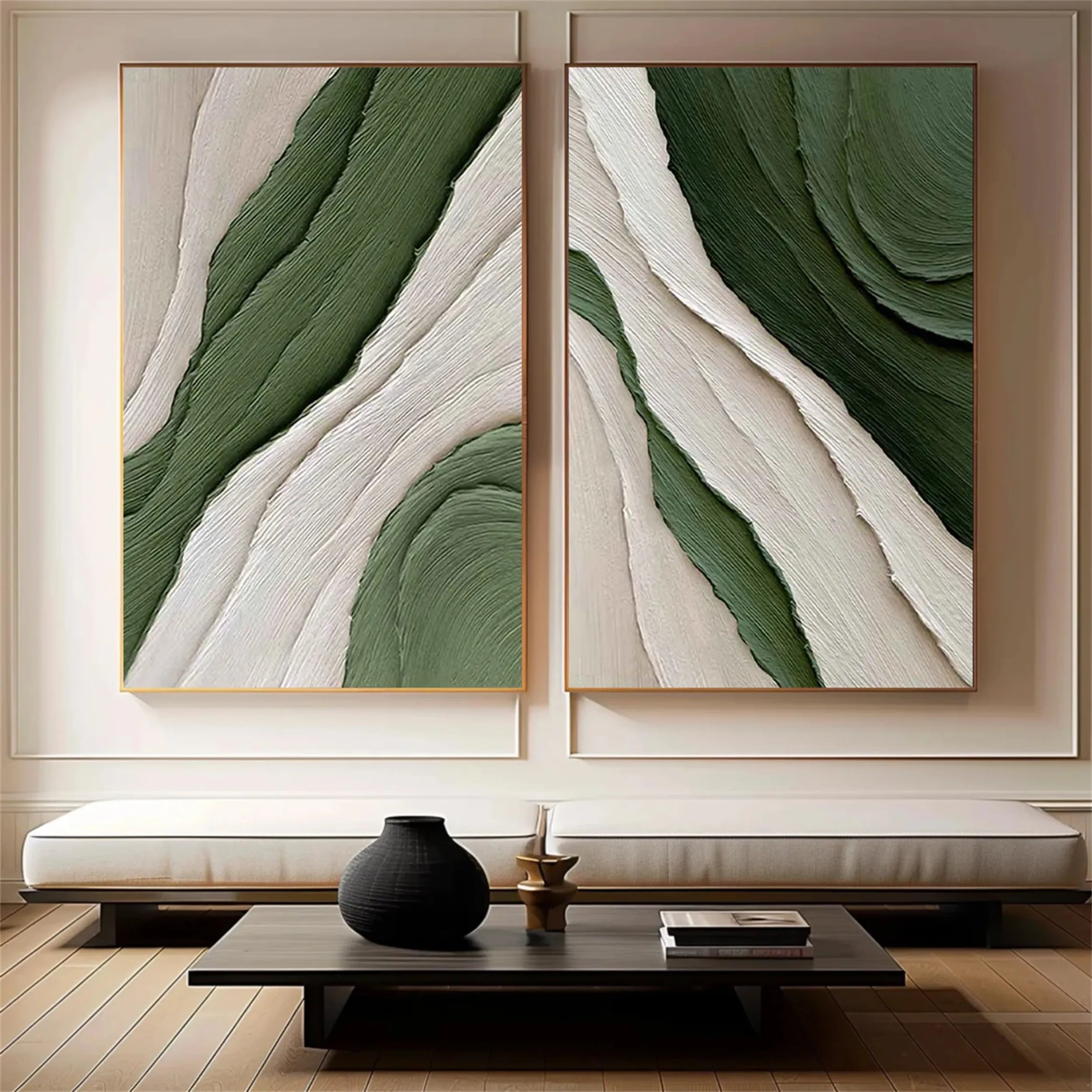Green Texture Art Set of 2 #GT032