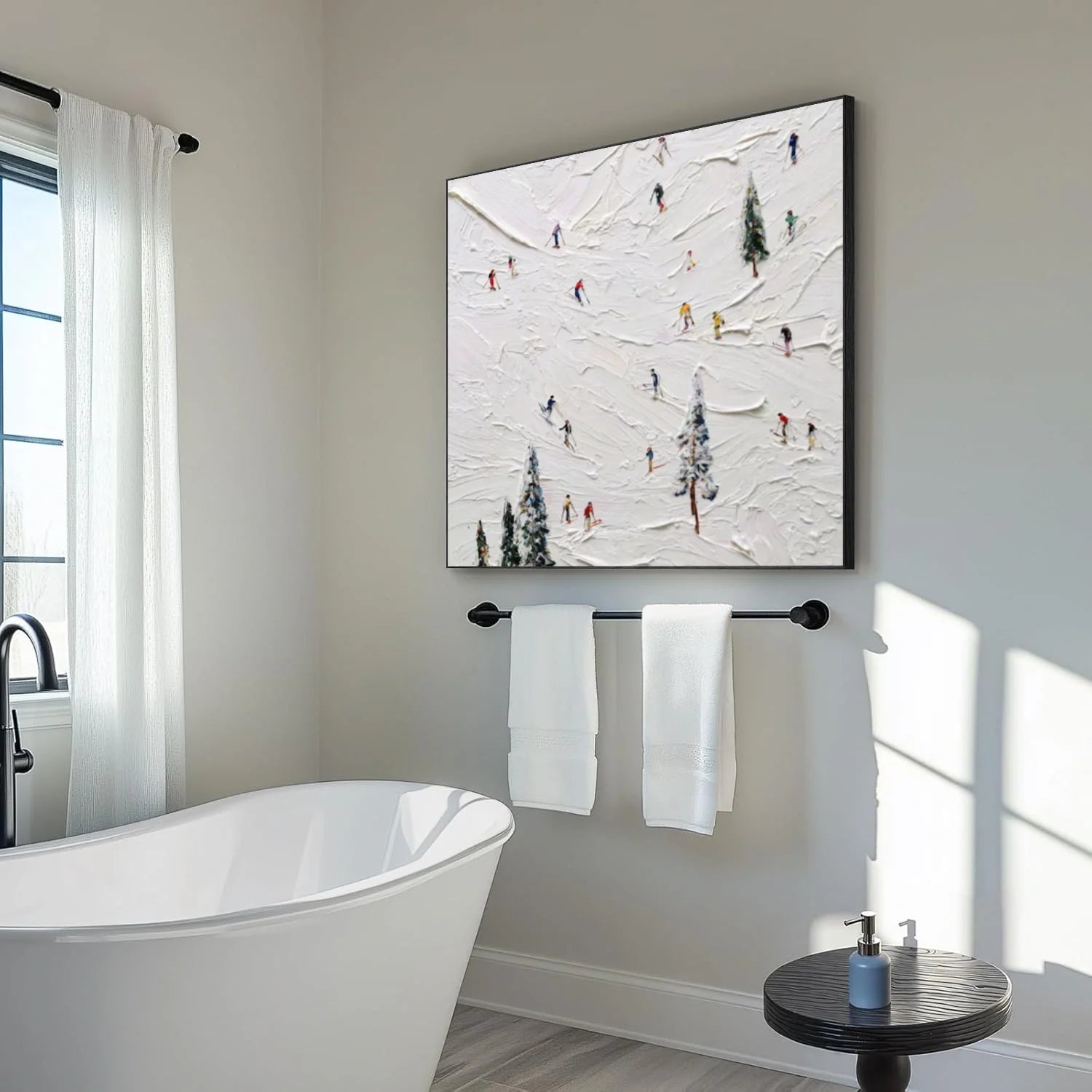 Skiing Sport Textured Wall Art #AS061