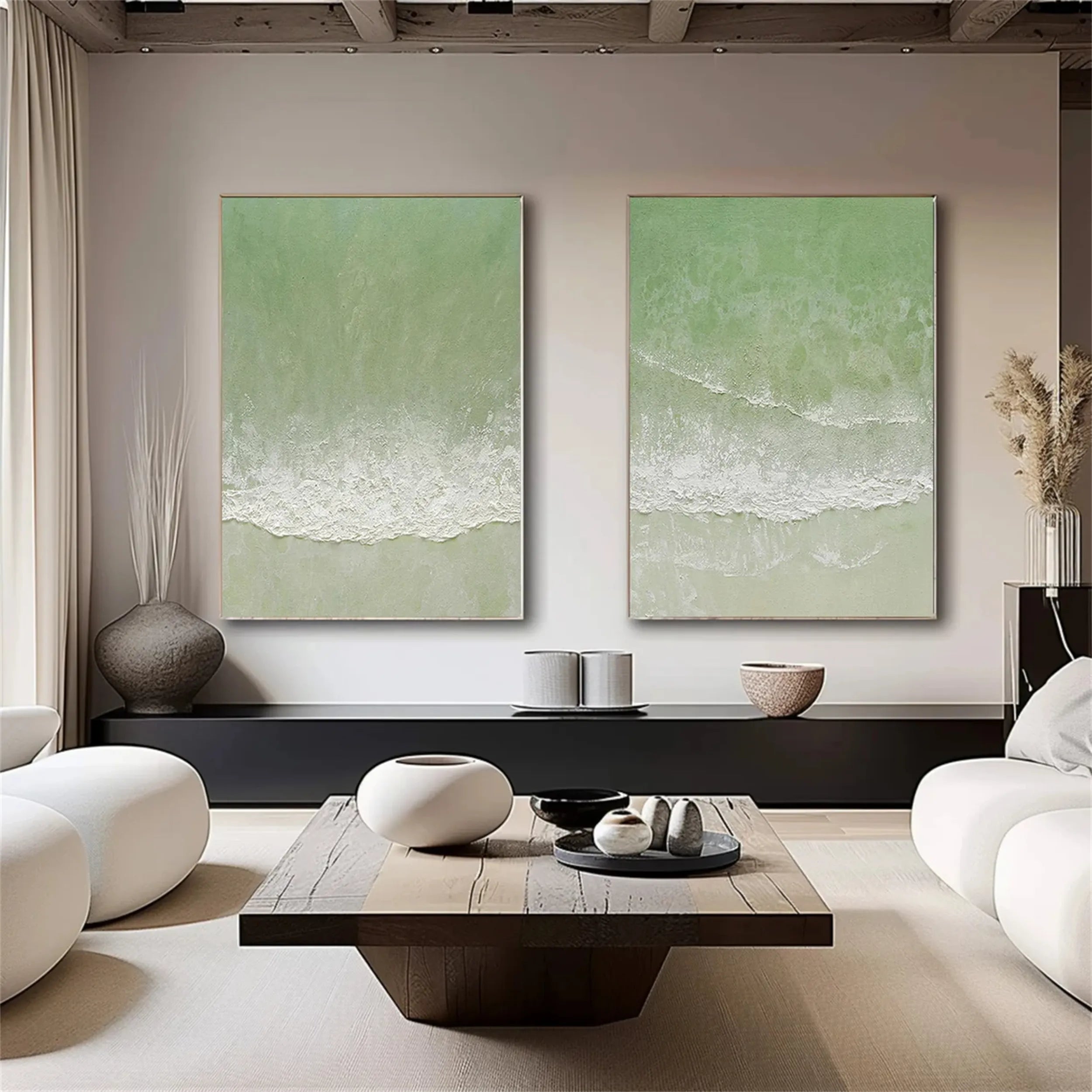 Green Texture Art Set of 2 #GT033