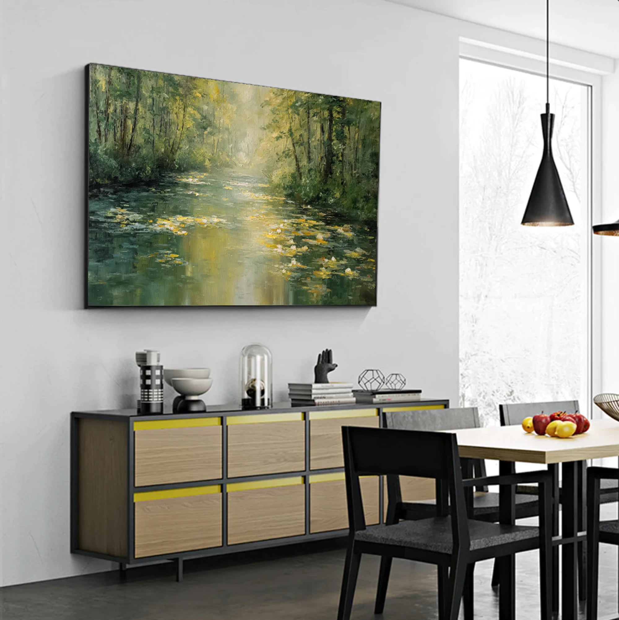 Green Forest River Landscape Oil Painting #FT599