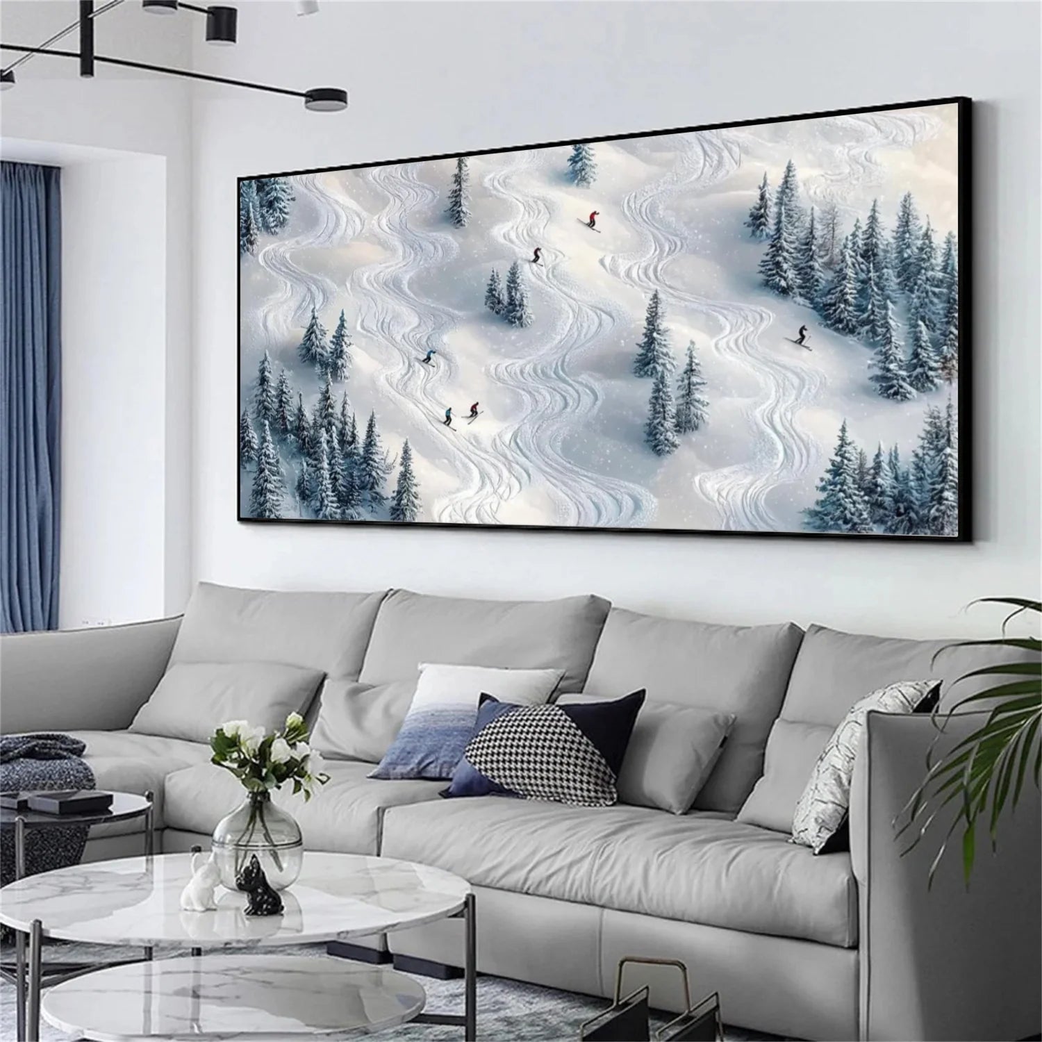 Skiing Sport_Textured Wall Art #AS044