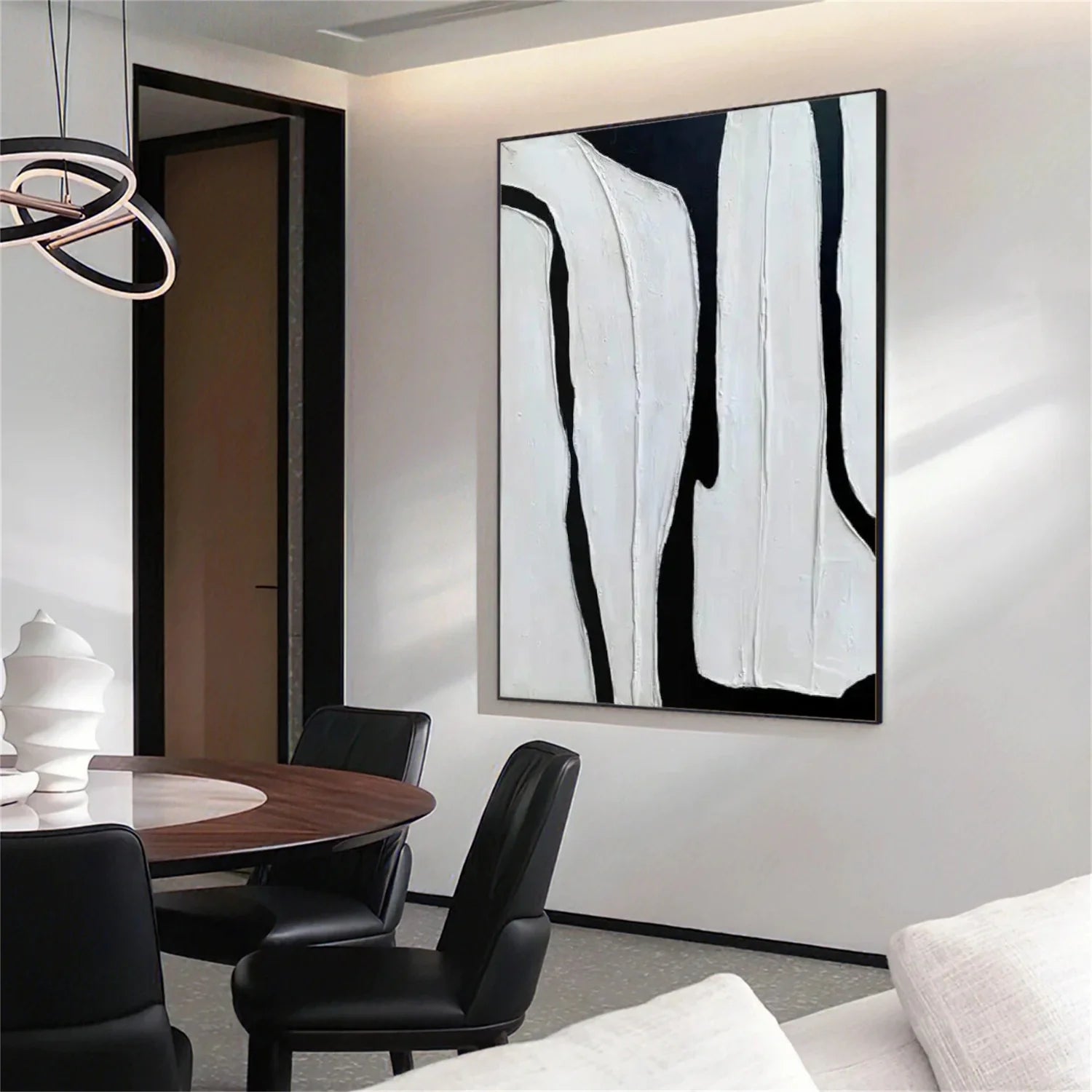 Black and White Minimalist_Textured Canvas Art #MZ114