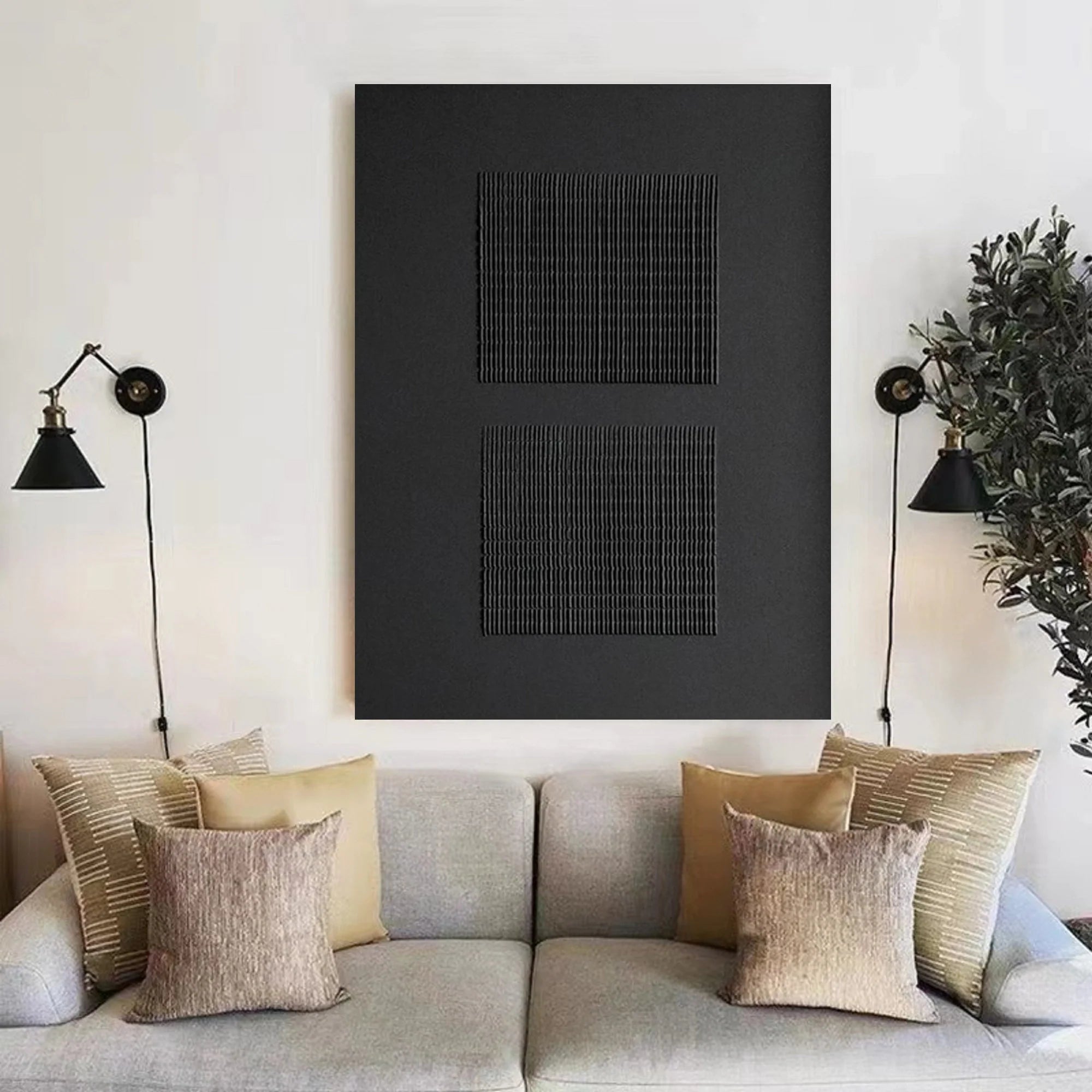 Original 3D Textured Minimalist Canvas Artwork for Living Room/Bedroom
