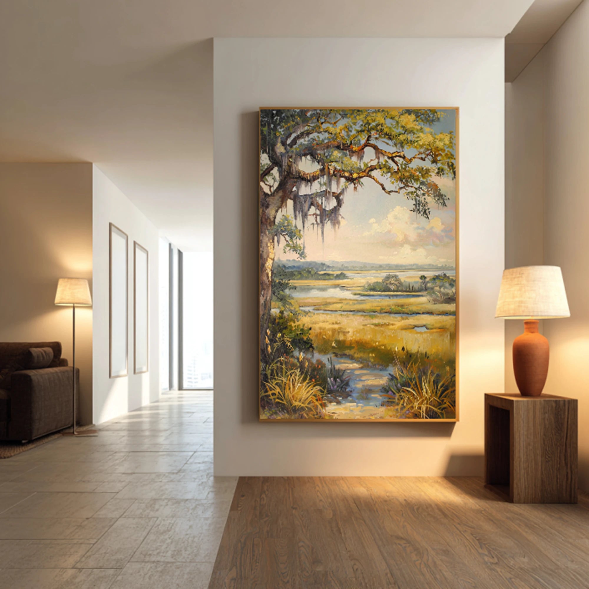 Original Hand-Painted Southern Oak Landscape Oil Painting #FJ636