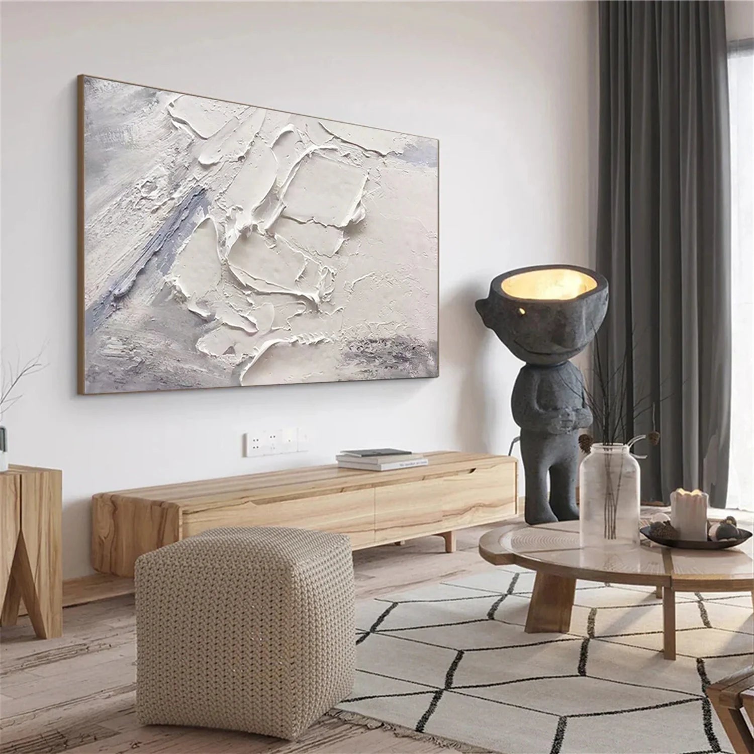 White Minimalistic Textured Art #MD232