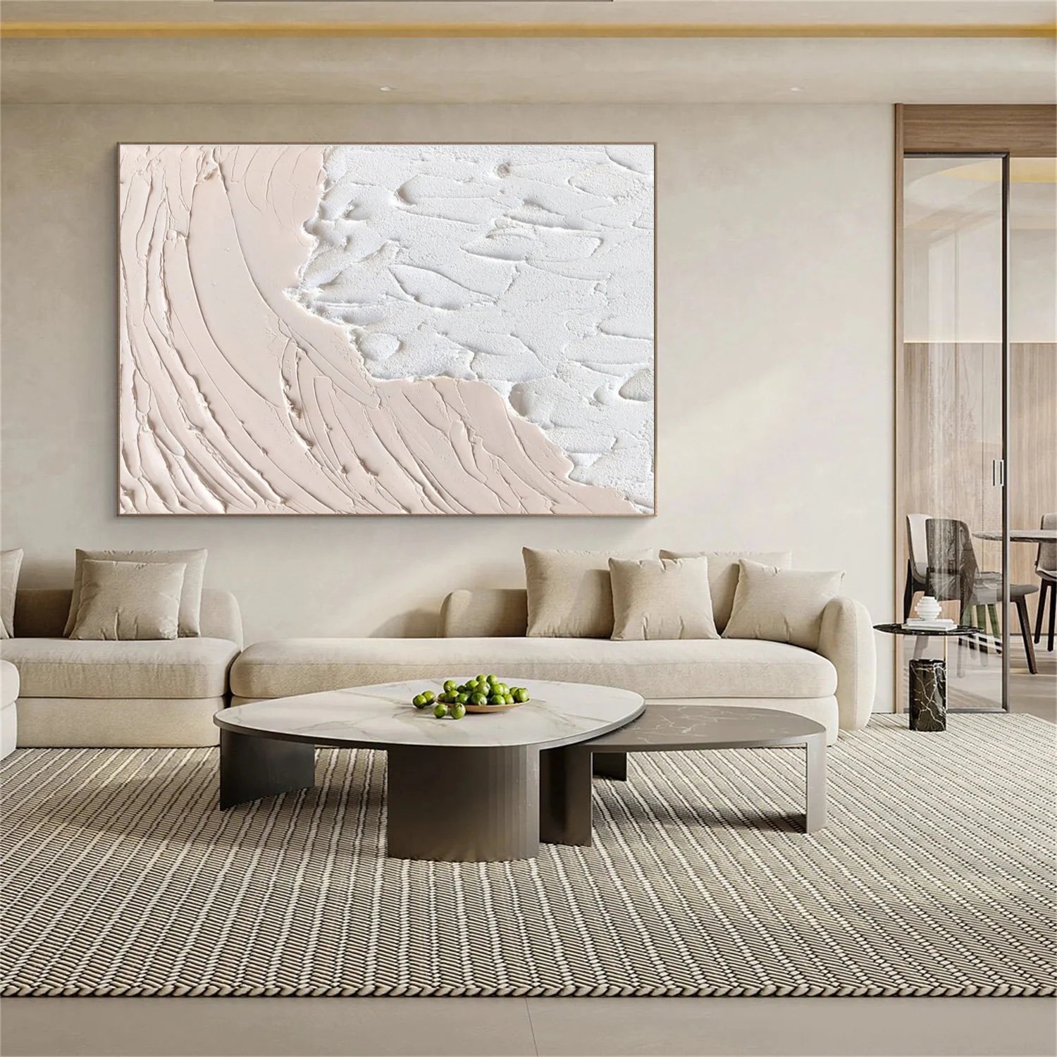 White and Beige Minimalistic Textured Art #MD233