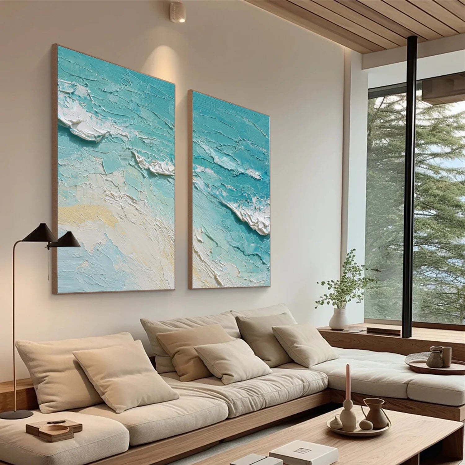 Sea & Sky Abstract_Textured_Wall Art Set of 2 #SK155