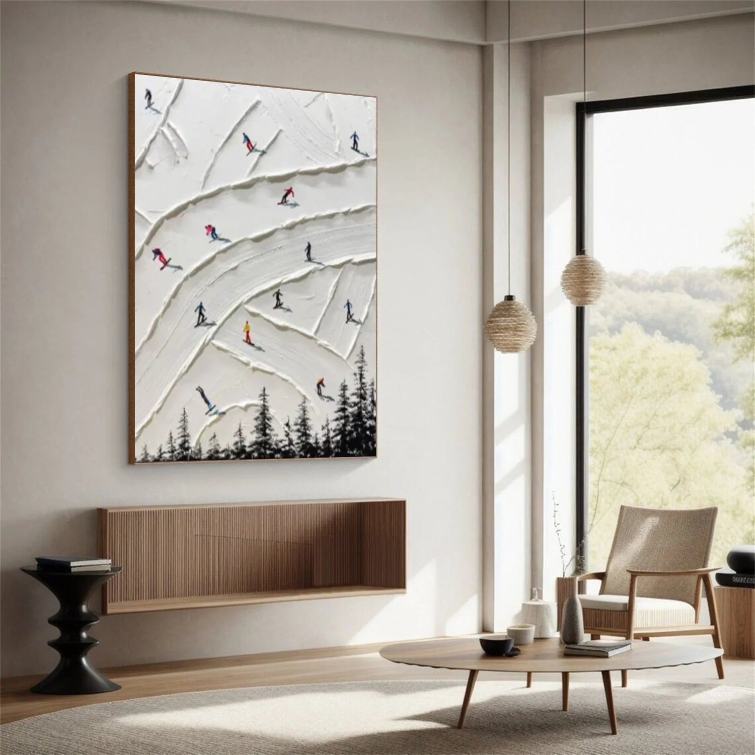 Skiing Sport Textured_Wall Art #AS058