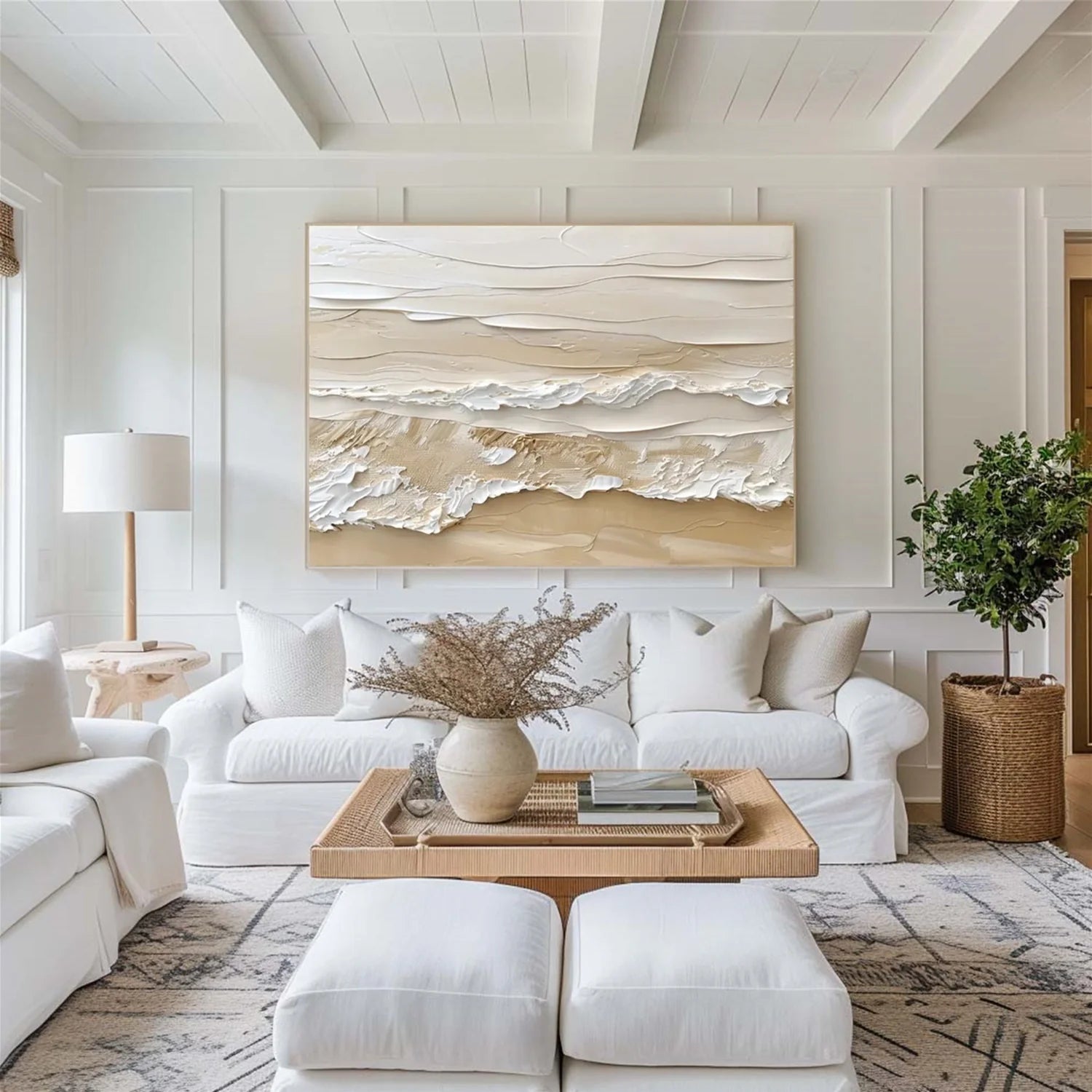 Beige and Brown Sea & Sky Abstract_Textured_Wall Art #SK141