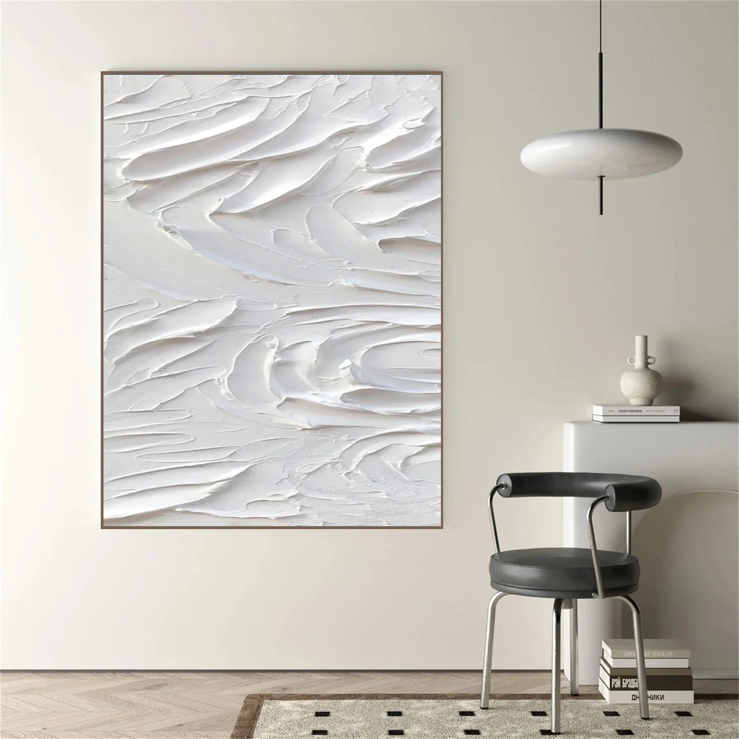 White Minimalistic Textured Art #MD239