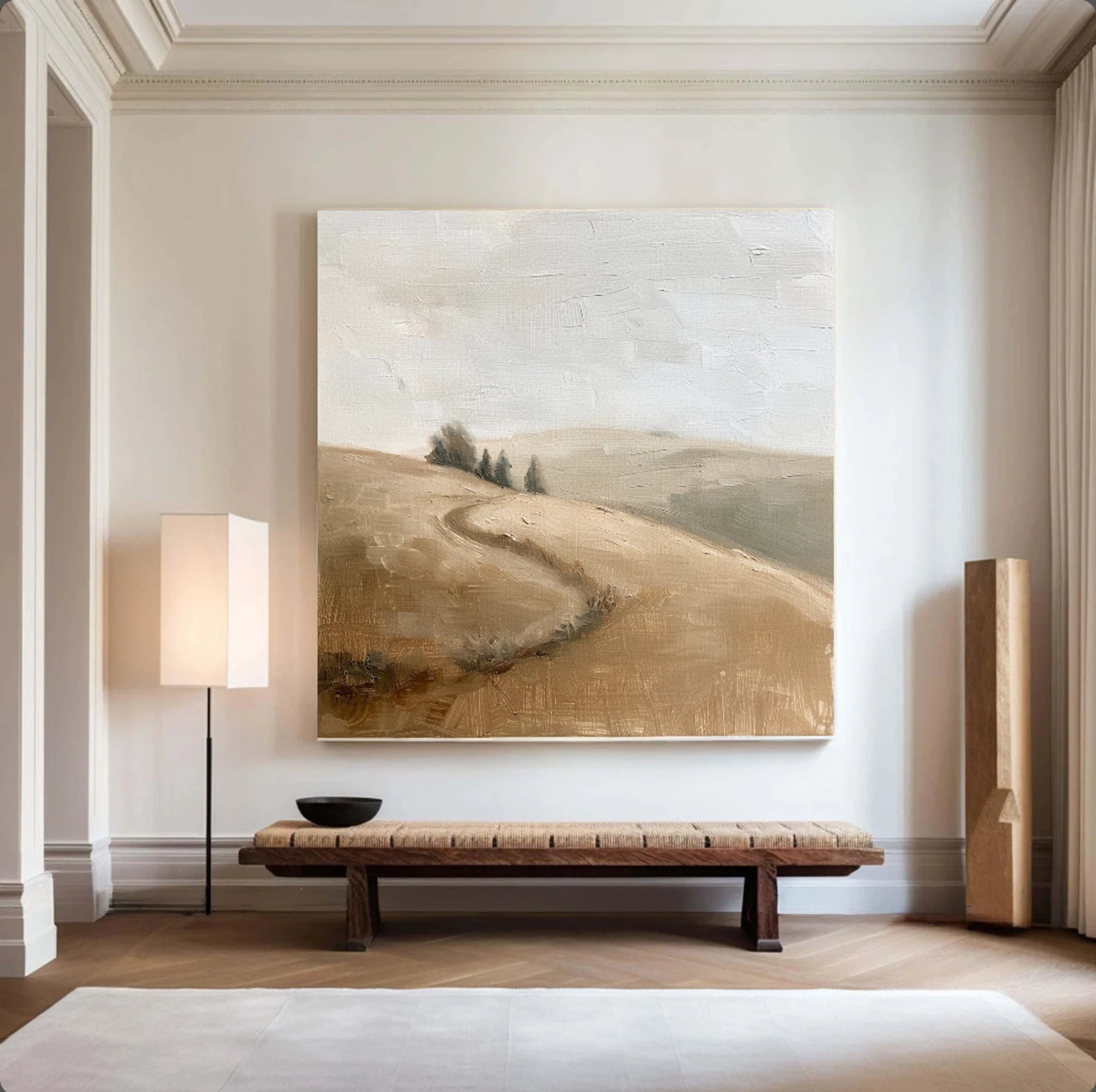 Original Neutral Landscape Oil Painting, Hand-painted #FT525
