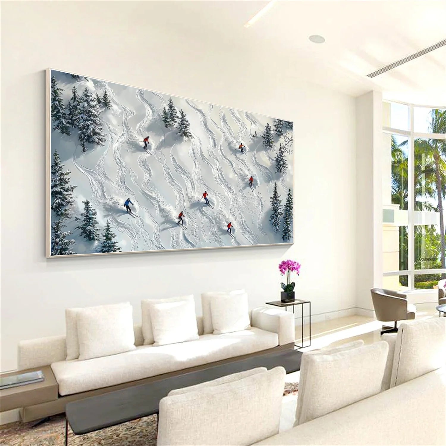 Skiing Sport_Textured Wall Art #AS043
