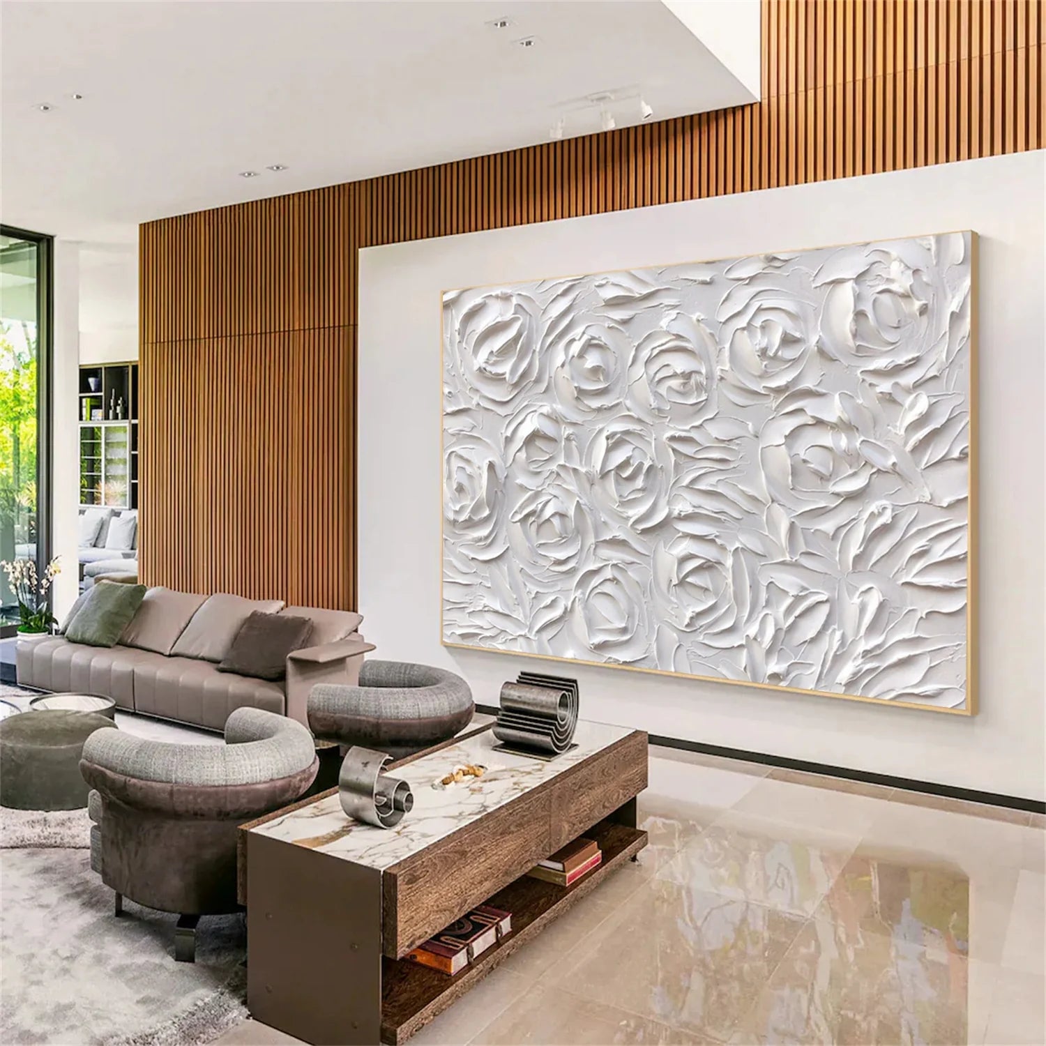 White Minimalistic Textured Art #MD234