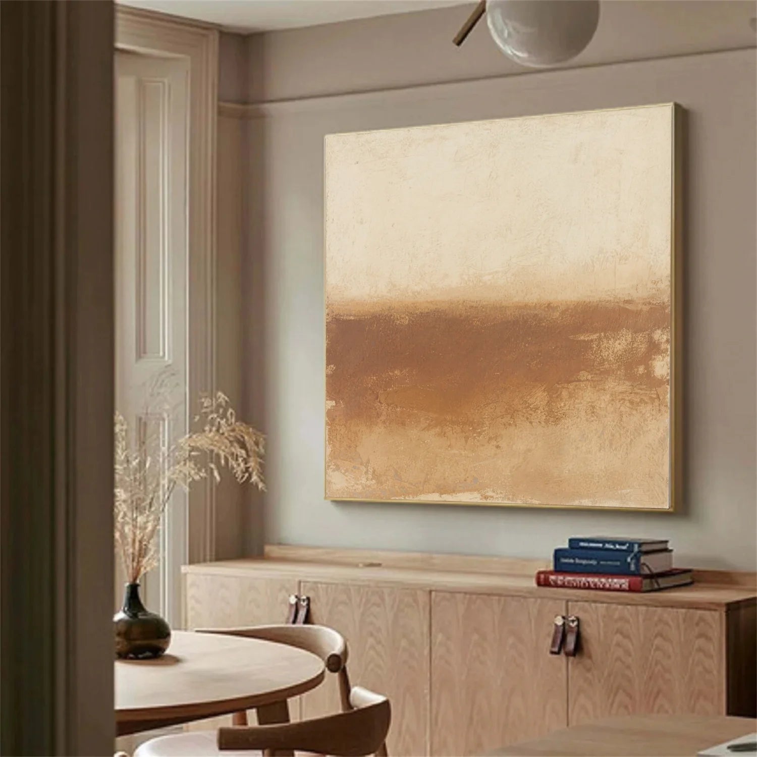 Beige and Brown Abstract_Canvas Art #WA763
