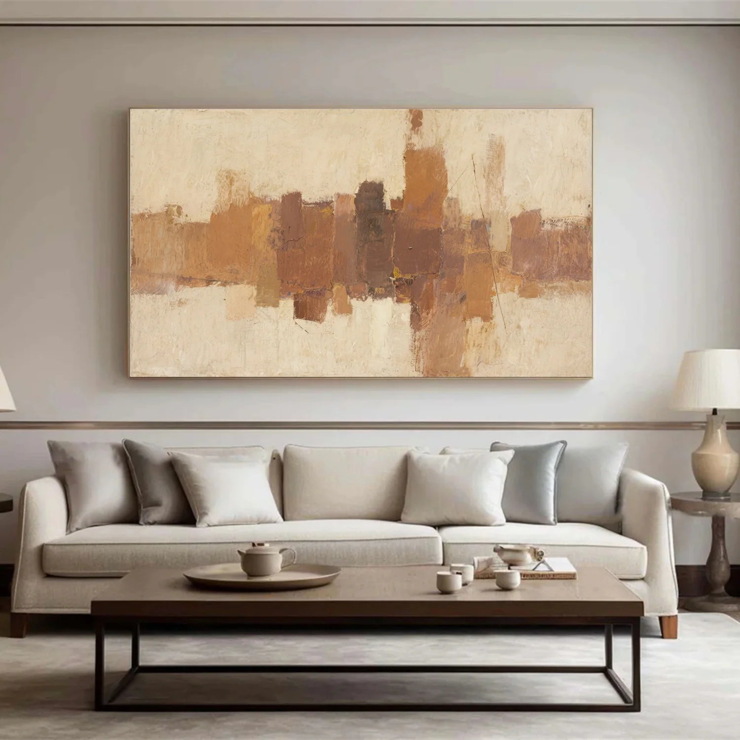 Beige and Brown Abstract_Canvas Art #WA760