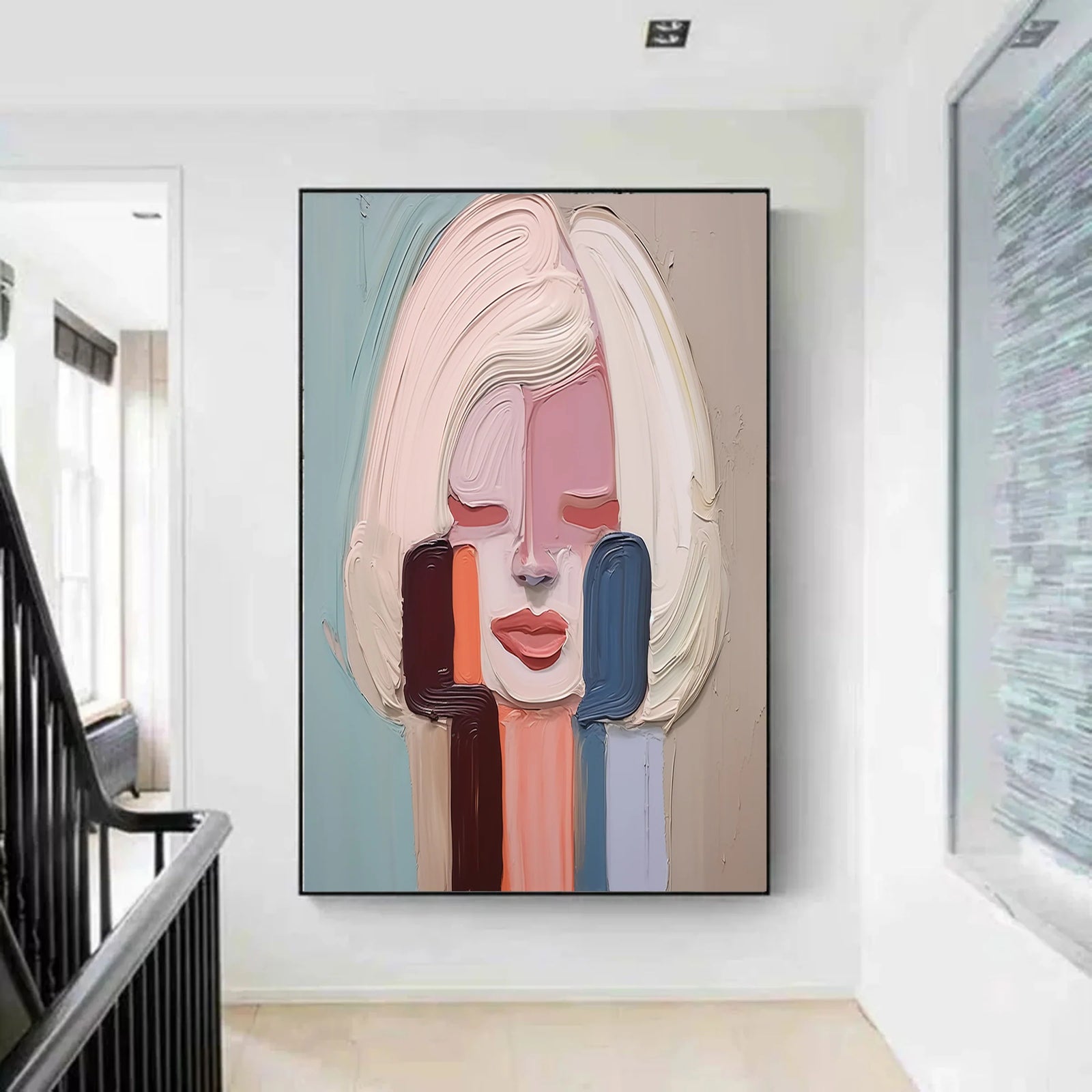 Hand-Painted Abstract Portrait Oil Painting #AB133