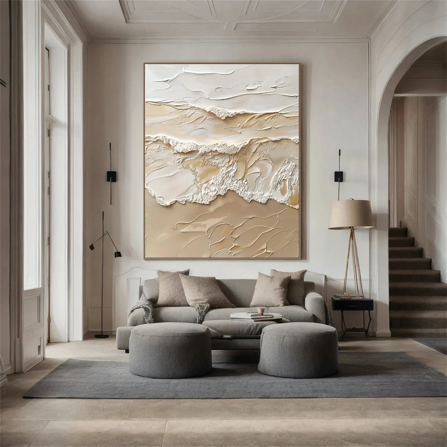 Beige and Brown Sea & Sky Abstract_Textured_Wall Art #SK144