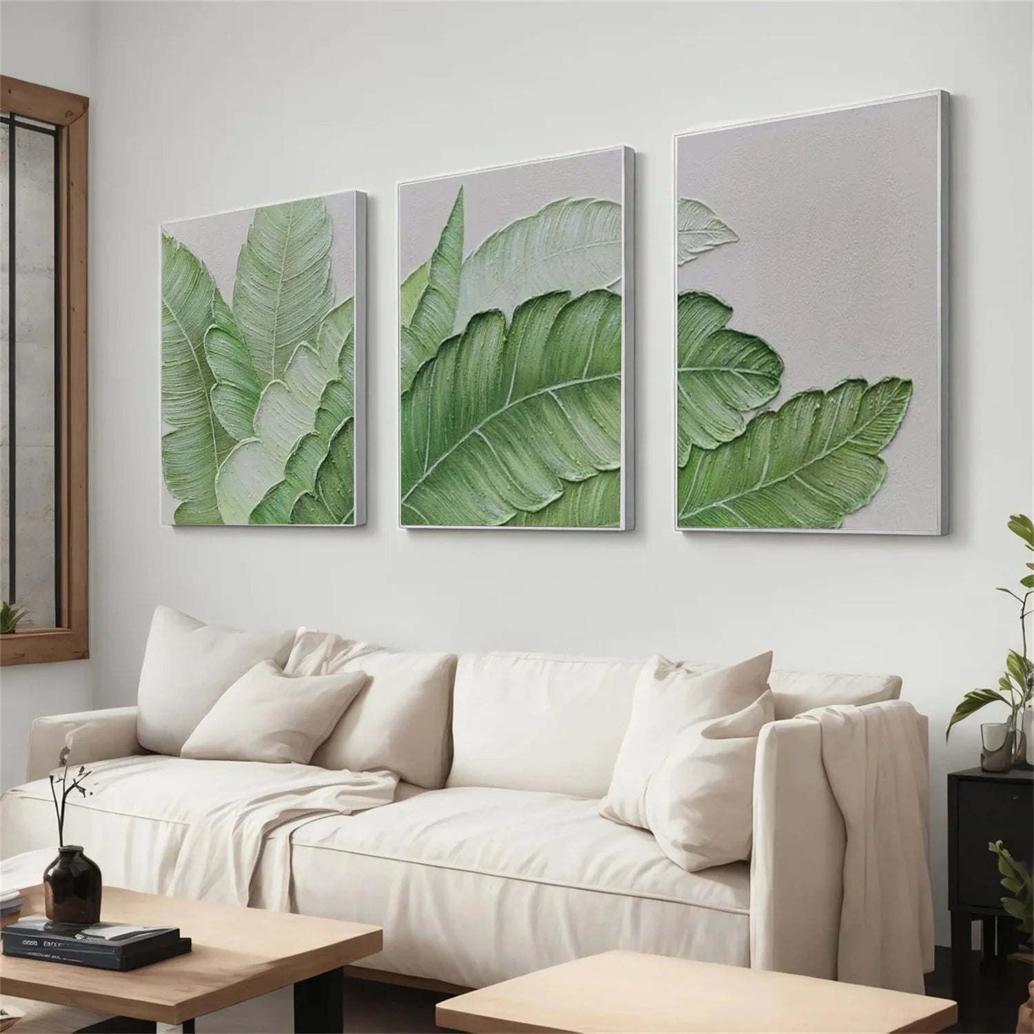 Flower & Tree Abstract_Textured Wall Art Set of 3 #FT152