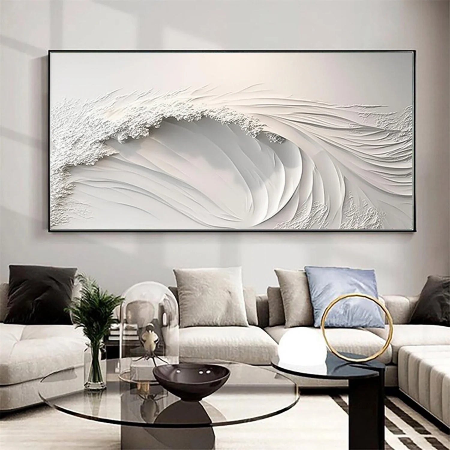 White Minimalistic Ocean Textured Art #MD216