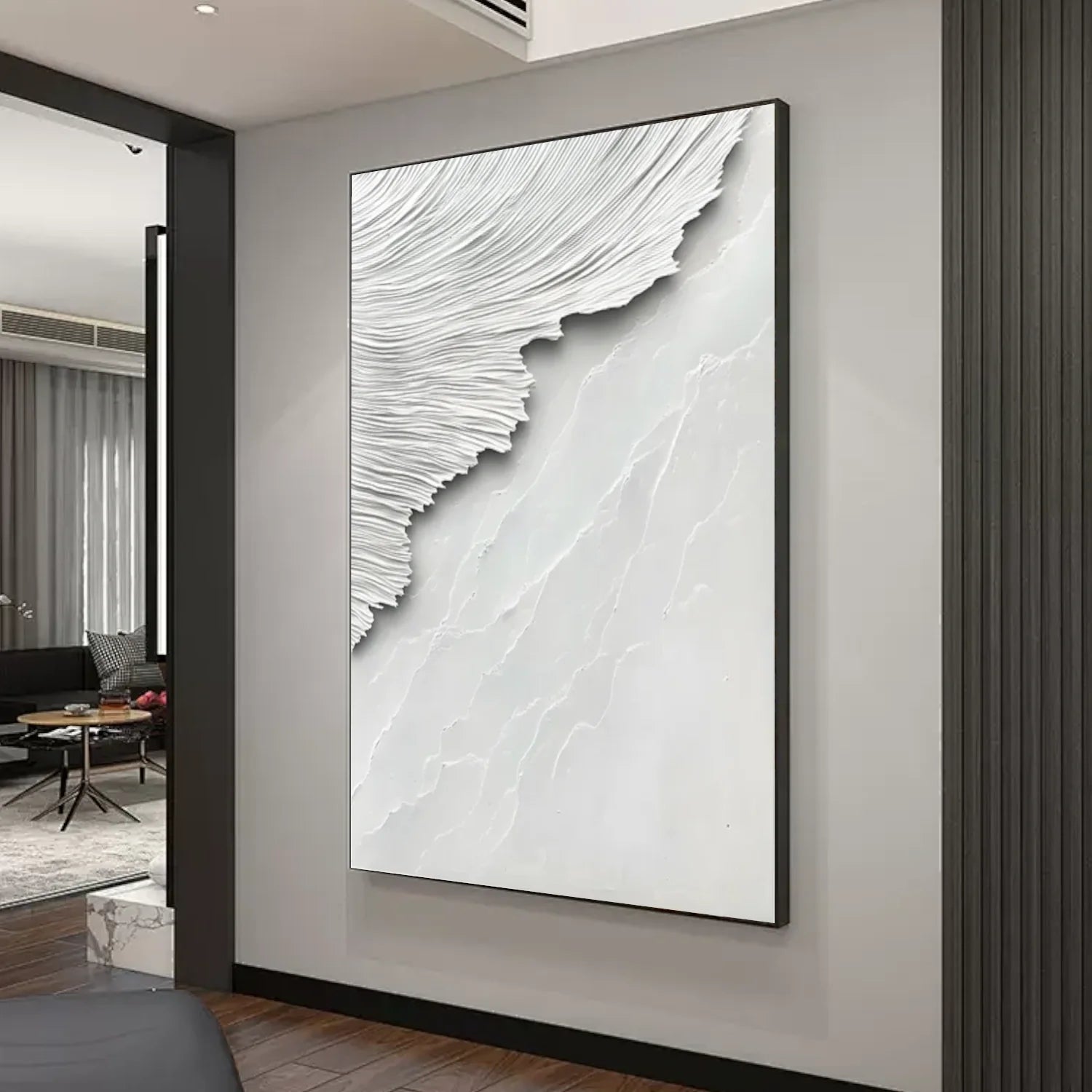 White Minimalist_Textured_Canvas Art #MD268