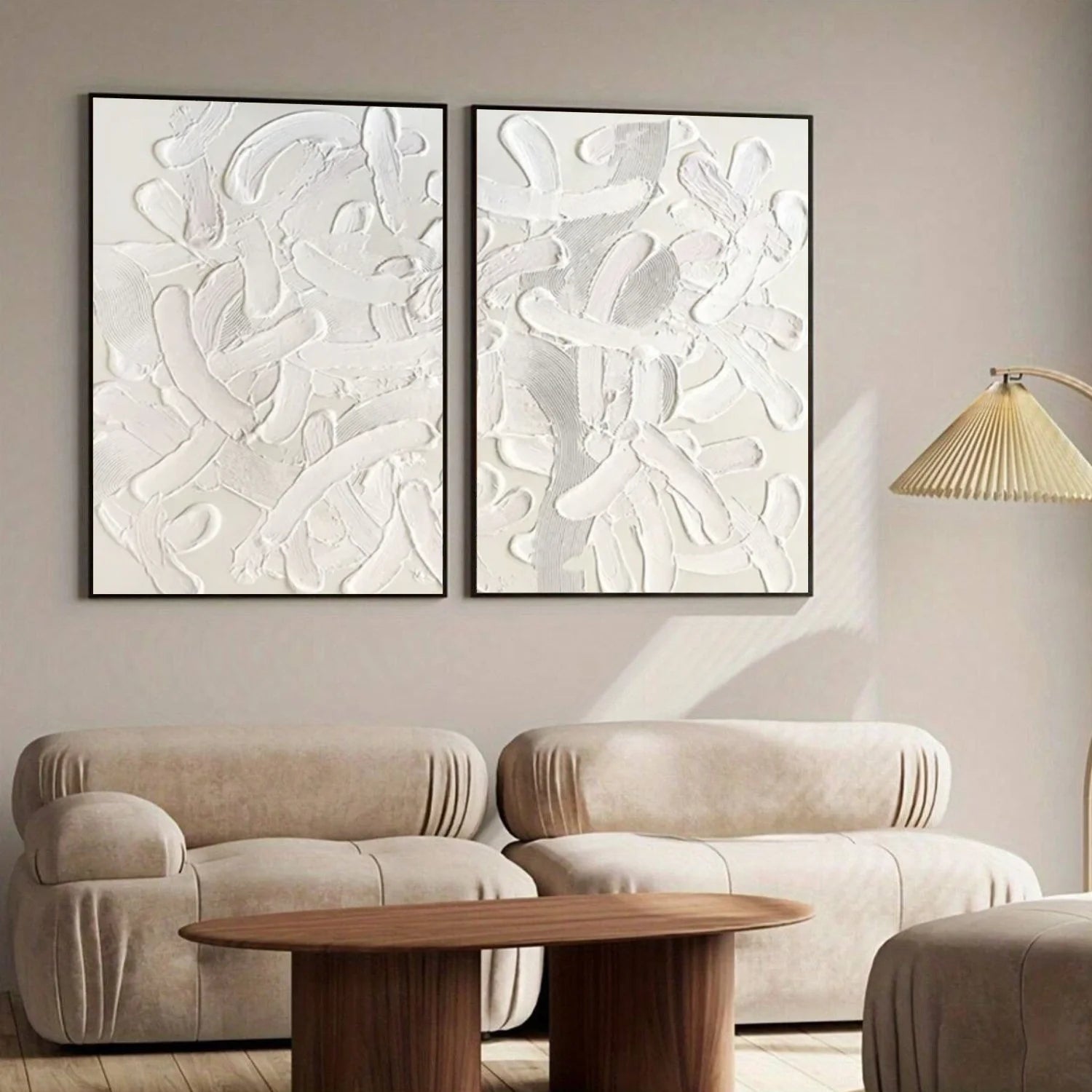 White Minimalist_Textured_Canvas Art Set of 2 #MD291
