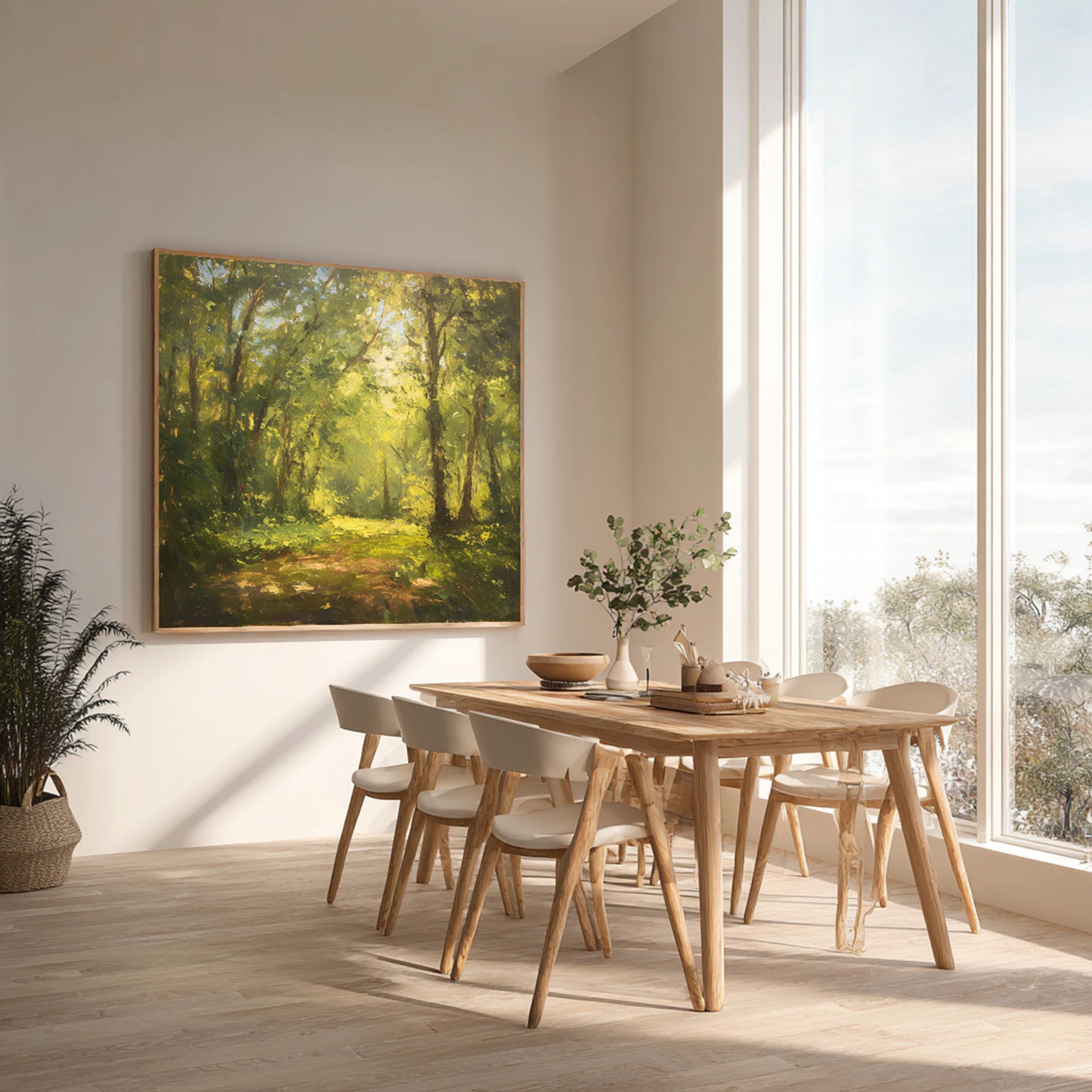 Hand-Painted Forest Light Oil Painting #FT524