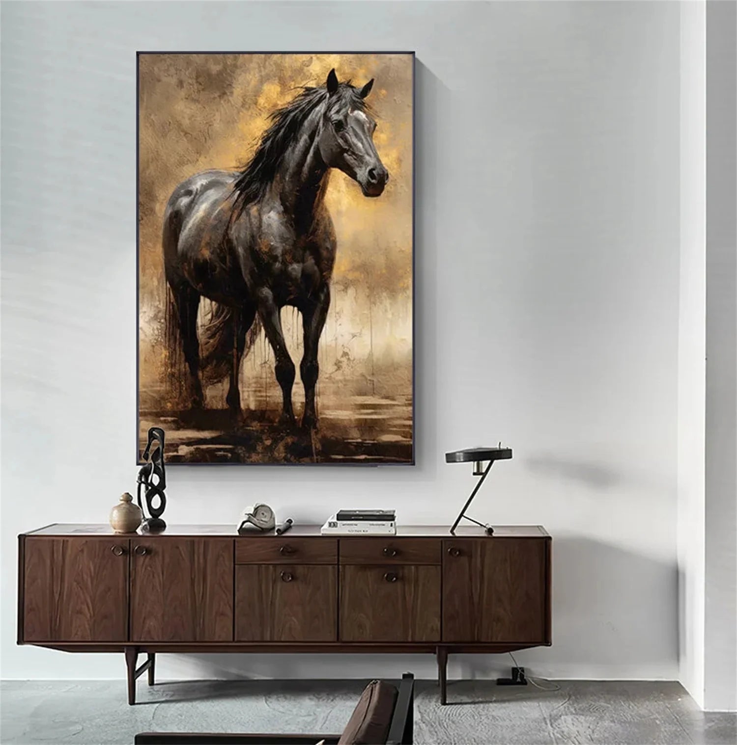 Beige and Brown House Abstract Animal Wall Art #AM056