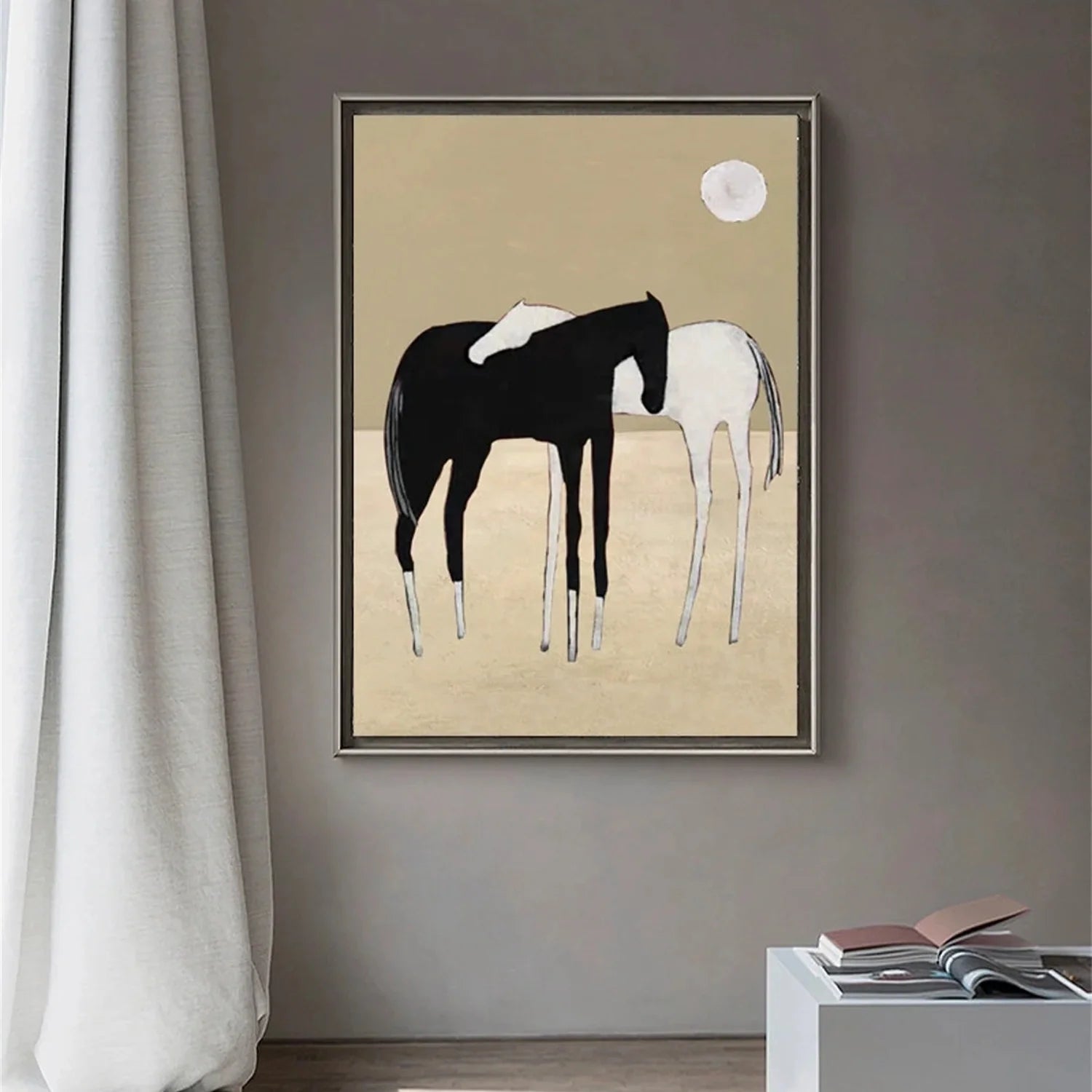 Black and White Horse Abstract Animal Wall Art #AM073