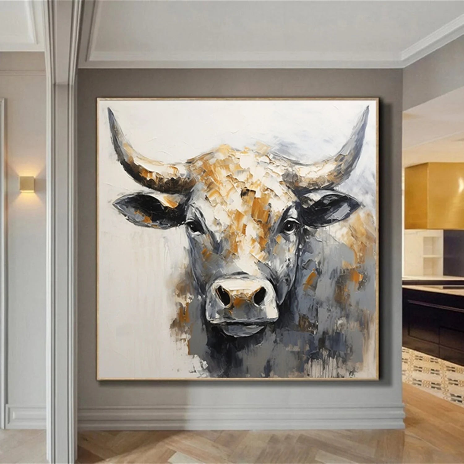 Beige and Black Abstract Animal Wall Art #AM062