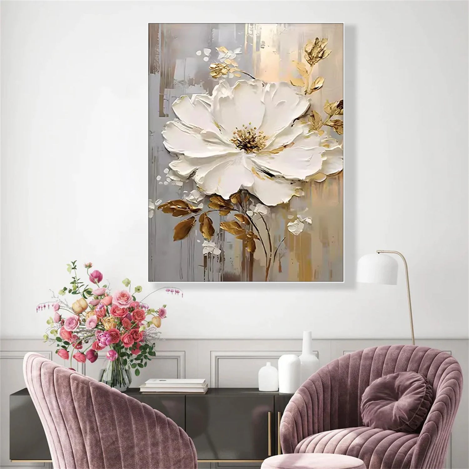 Flower & Tree Abstract Textured Wall Art #FT044
