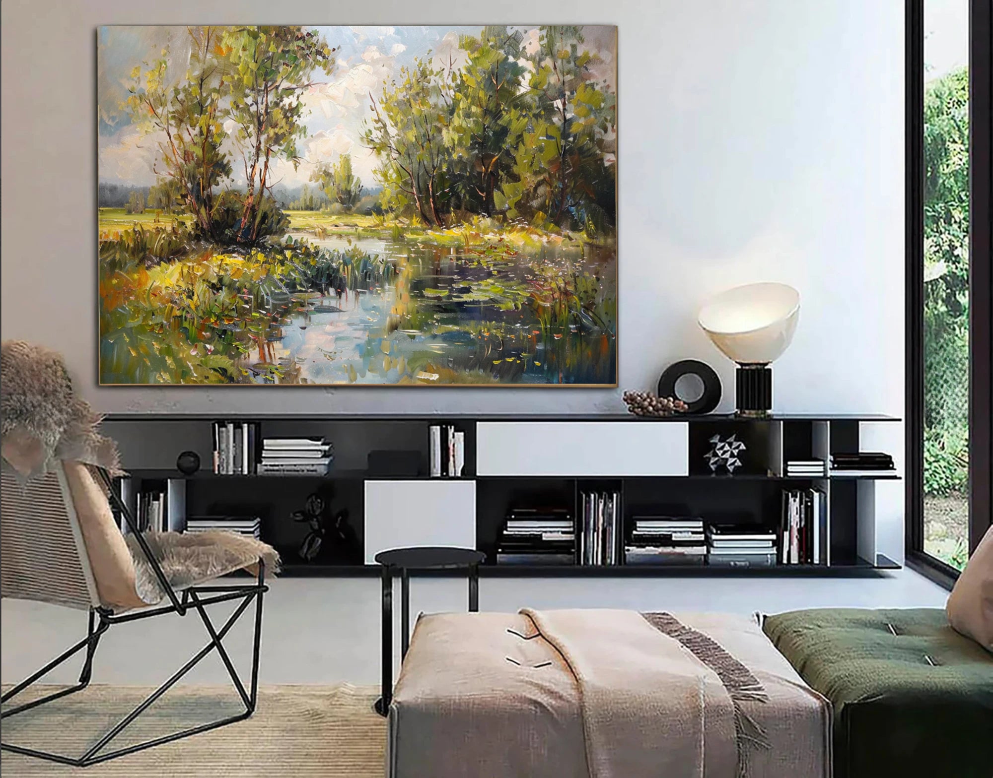 Impressionist River Landscape Oil Painting #FT581