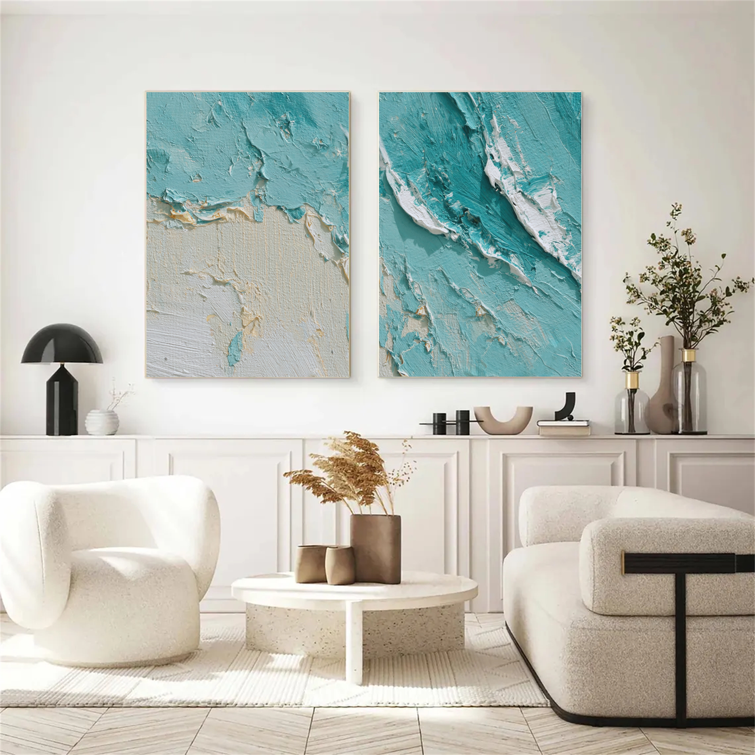 Sea & Sky Abstract_Textured_Wall Art Set of 2 #SK156