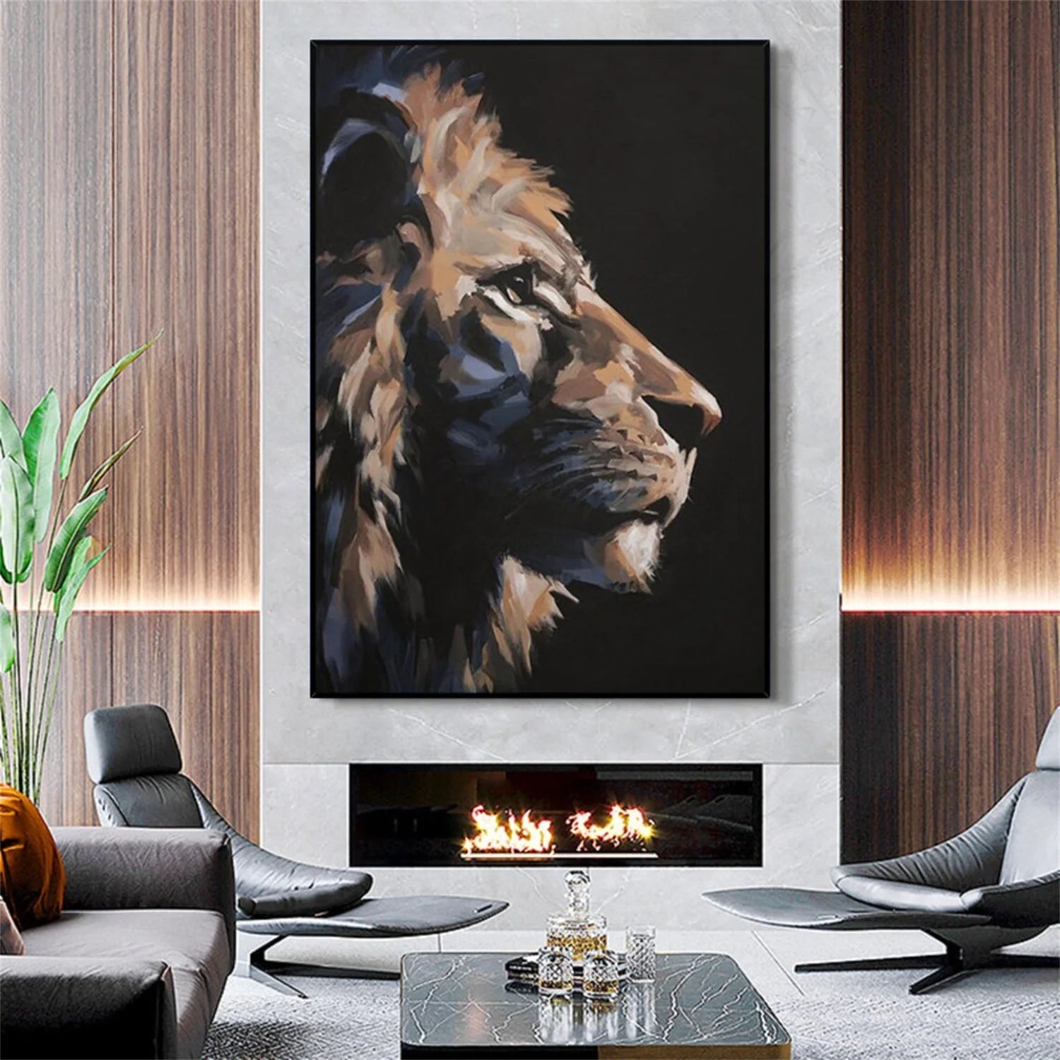Black and Brown Abstract Animal Wall Art #AM055