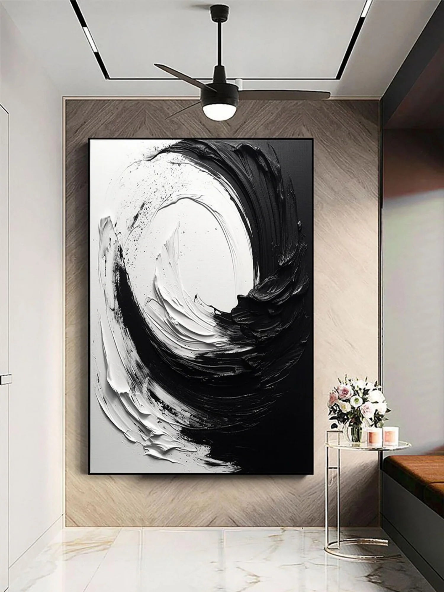White and Black Minimalistic Textured Art #MD213