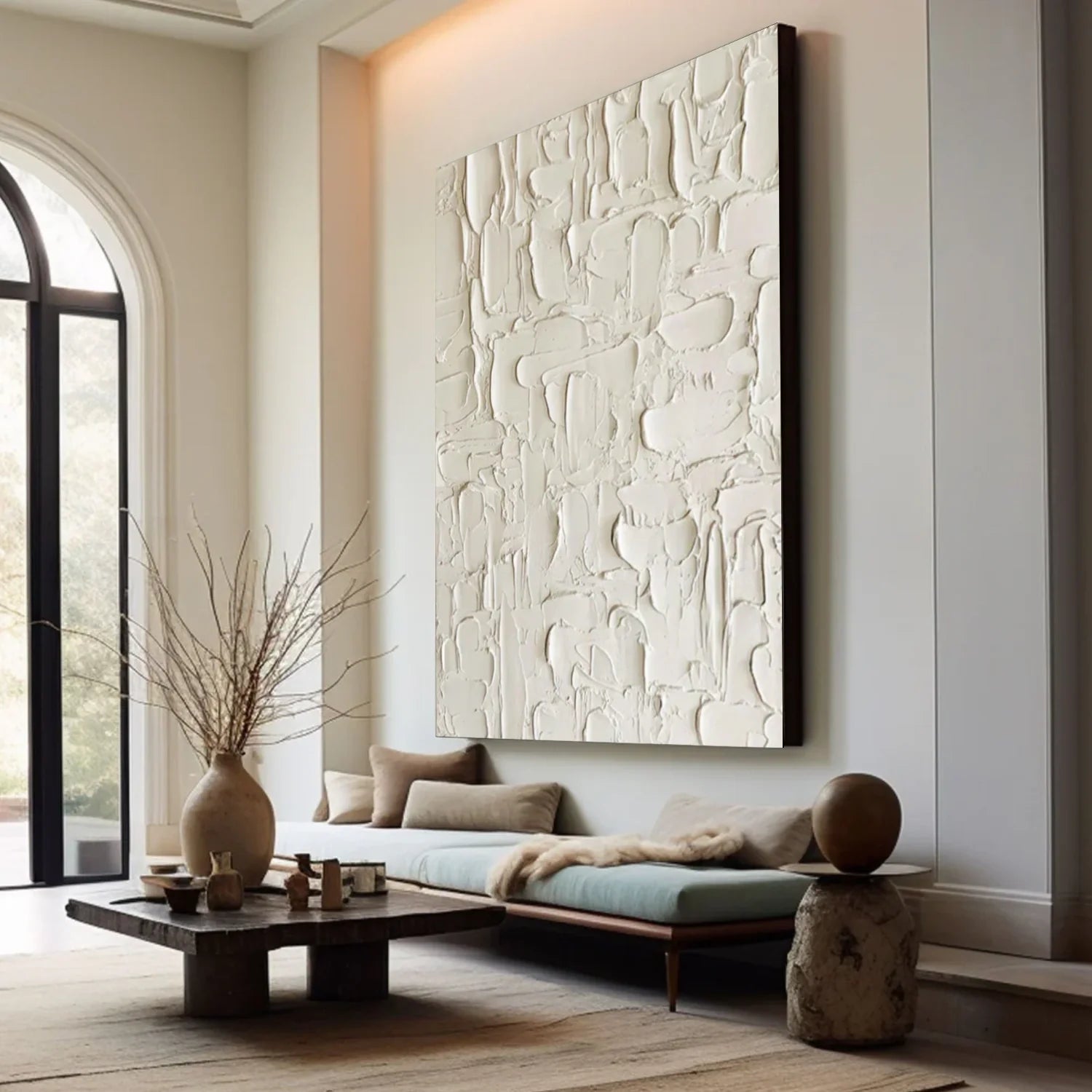 White Minimalist_Textured_Canvas Art #MD287