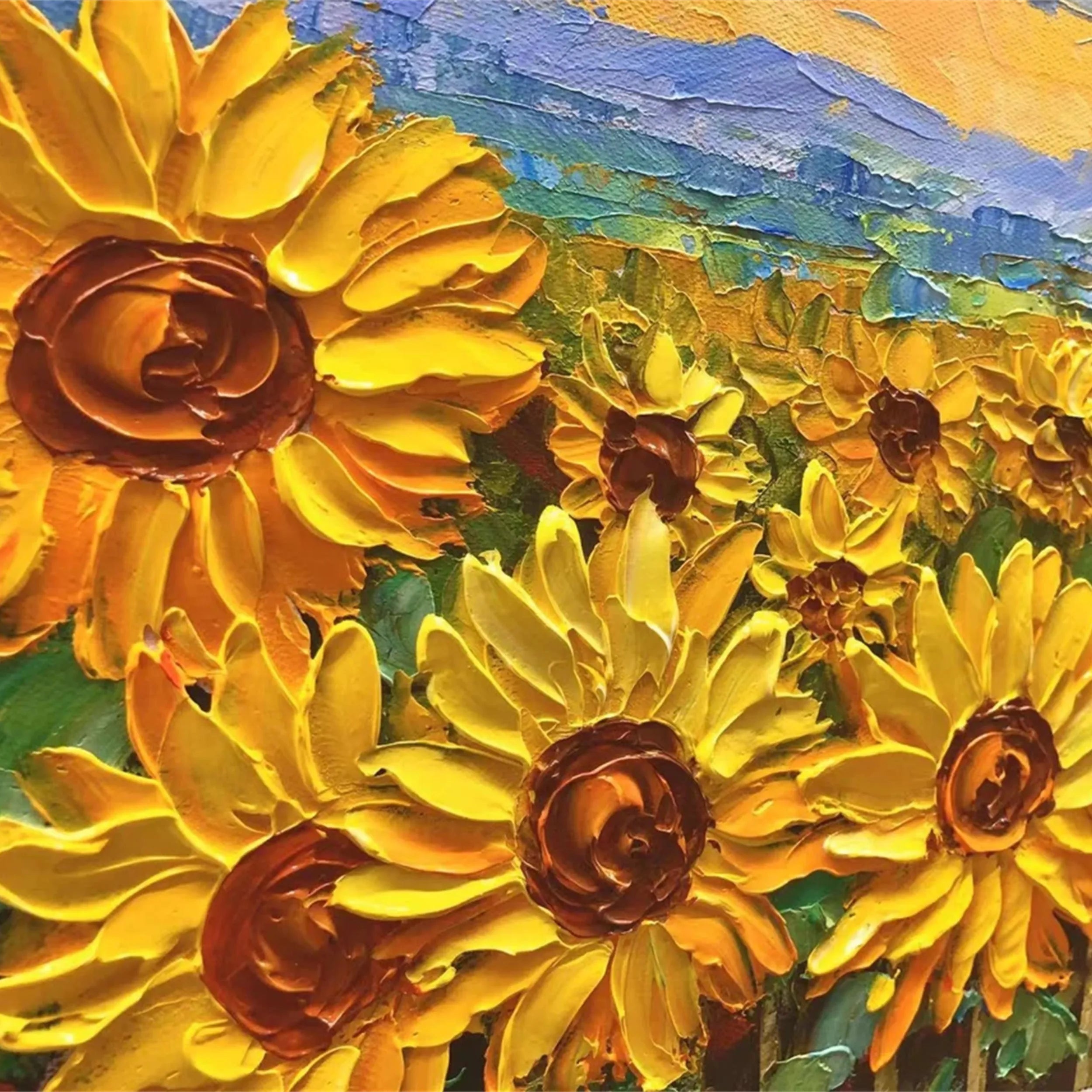 Colorful Flower & Tree Abstract Textured Wall Art #FT033