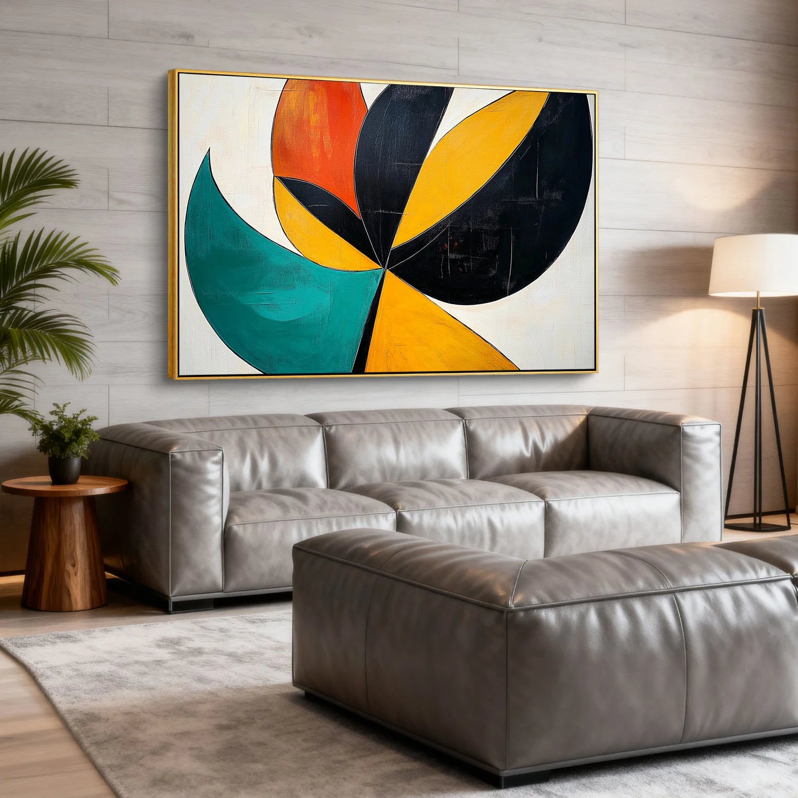 Bold Color Block Geometric Abstract Impasto Oil Painting #PO387