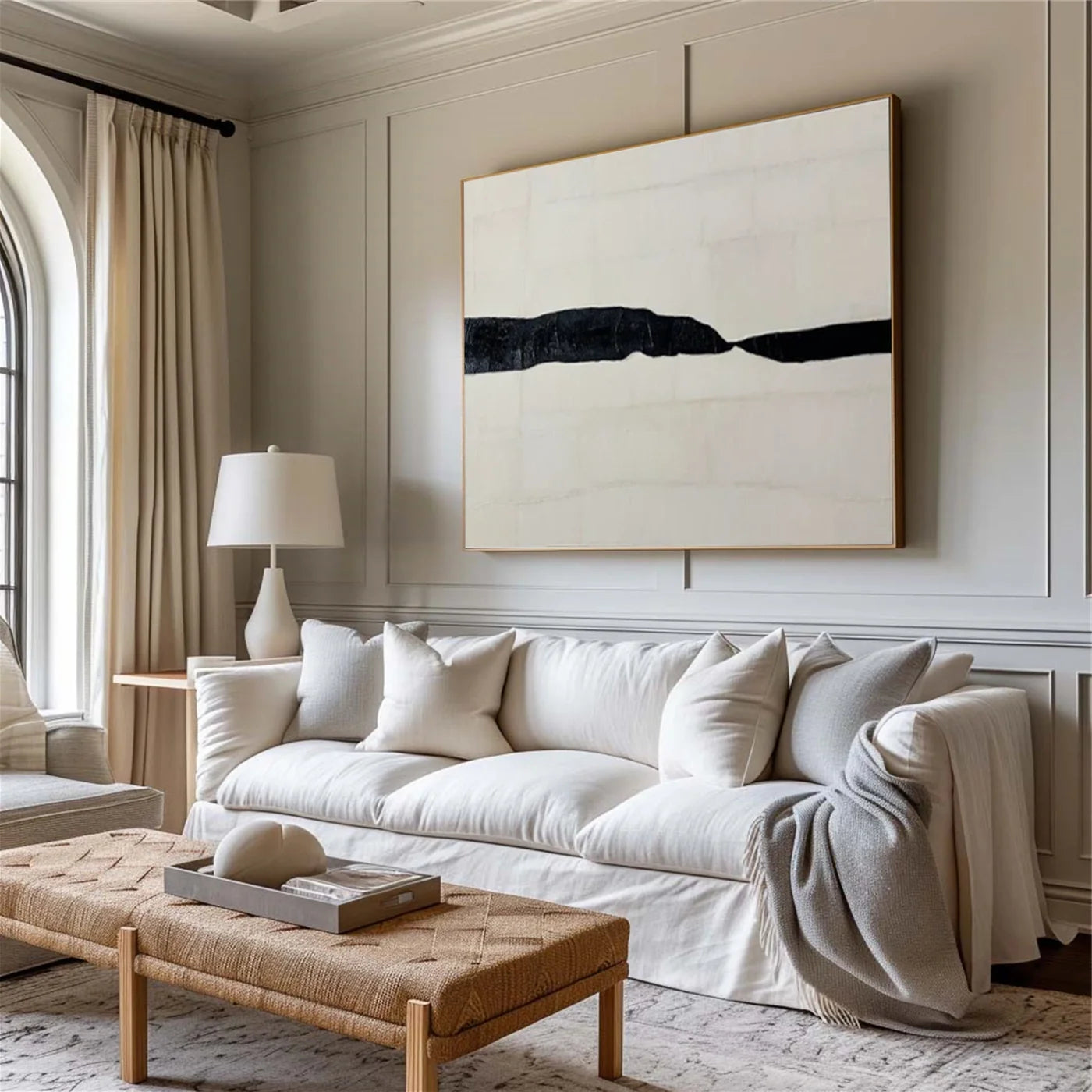 Modern Minimalist Neutral Tone Abstract Oil Painting #JM94