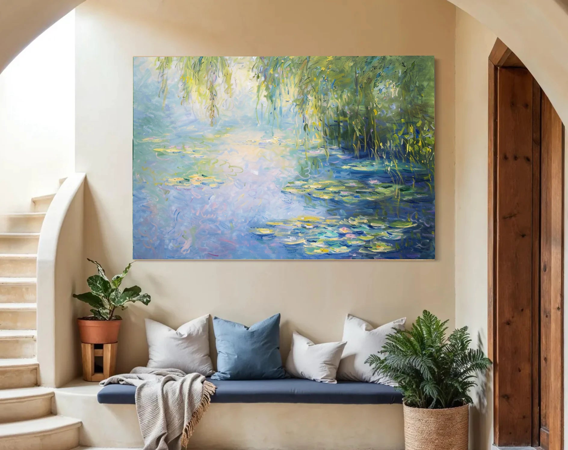 Water Lilies Oil Painting, Impressionist Canvas Art #FT577