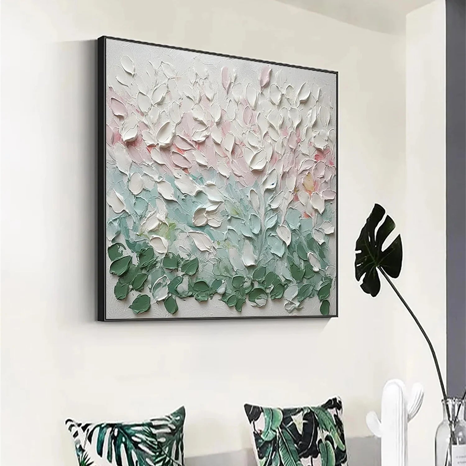 Colorful Flower & Tree Abstract Textured Wall Art #FT058