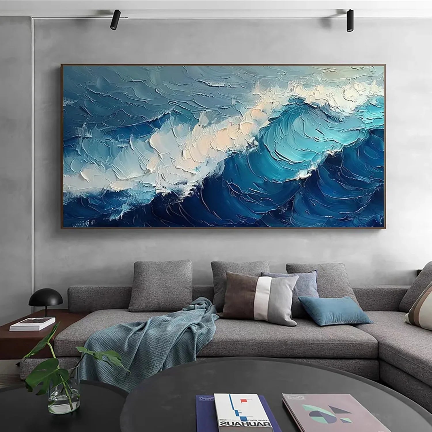 Blue Sea & Sky Abstract Textured Wall Art #SK124